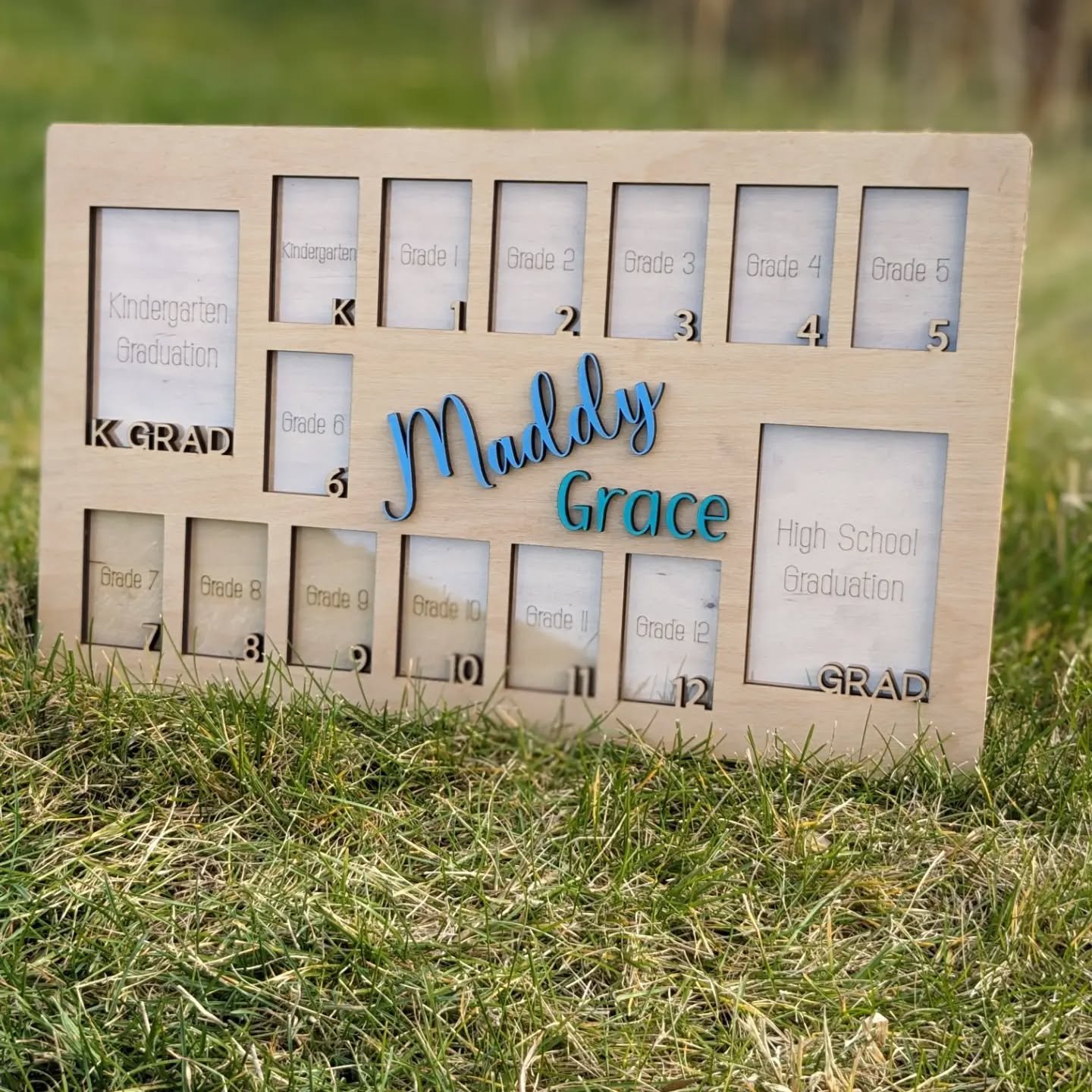 Kindergarten to high school picture frame.

#nwi #indiana #northwestindiana #smallbusiness #kindergarten #kindergartergraduation #homedecor #decor lasercut #highschoolgraduation  #paint #custommade