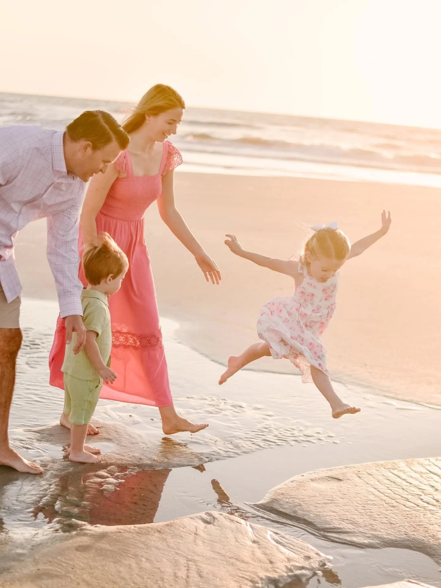 This family session comes in two parts, first up: a quick golf cart ride over to the beach for sunrise!