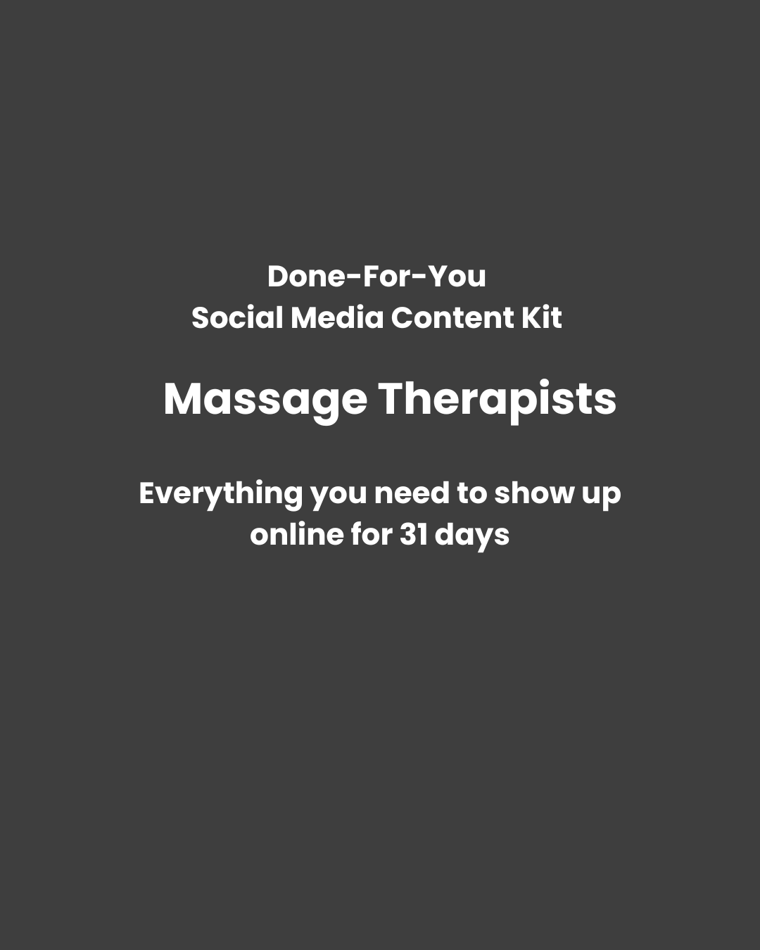 Massage Therapists Social Media Content Kit