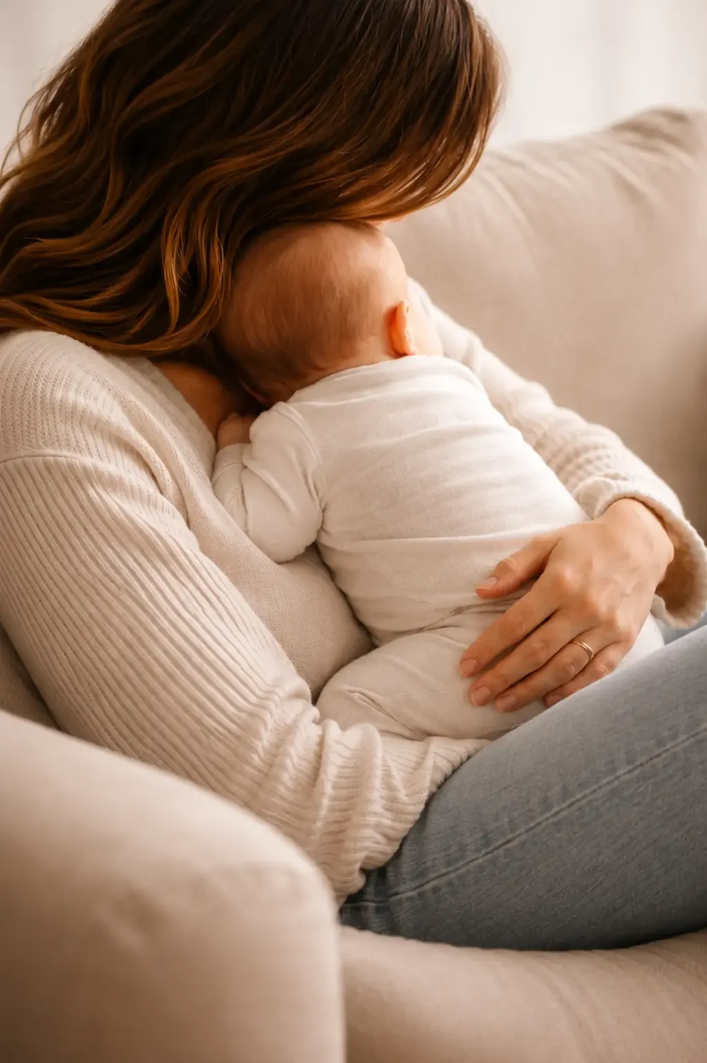 Mother holding her baby during in-home counselling support