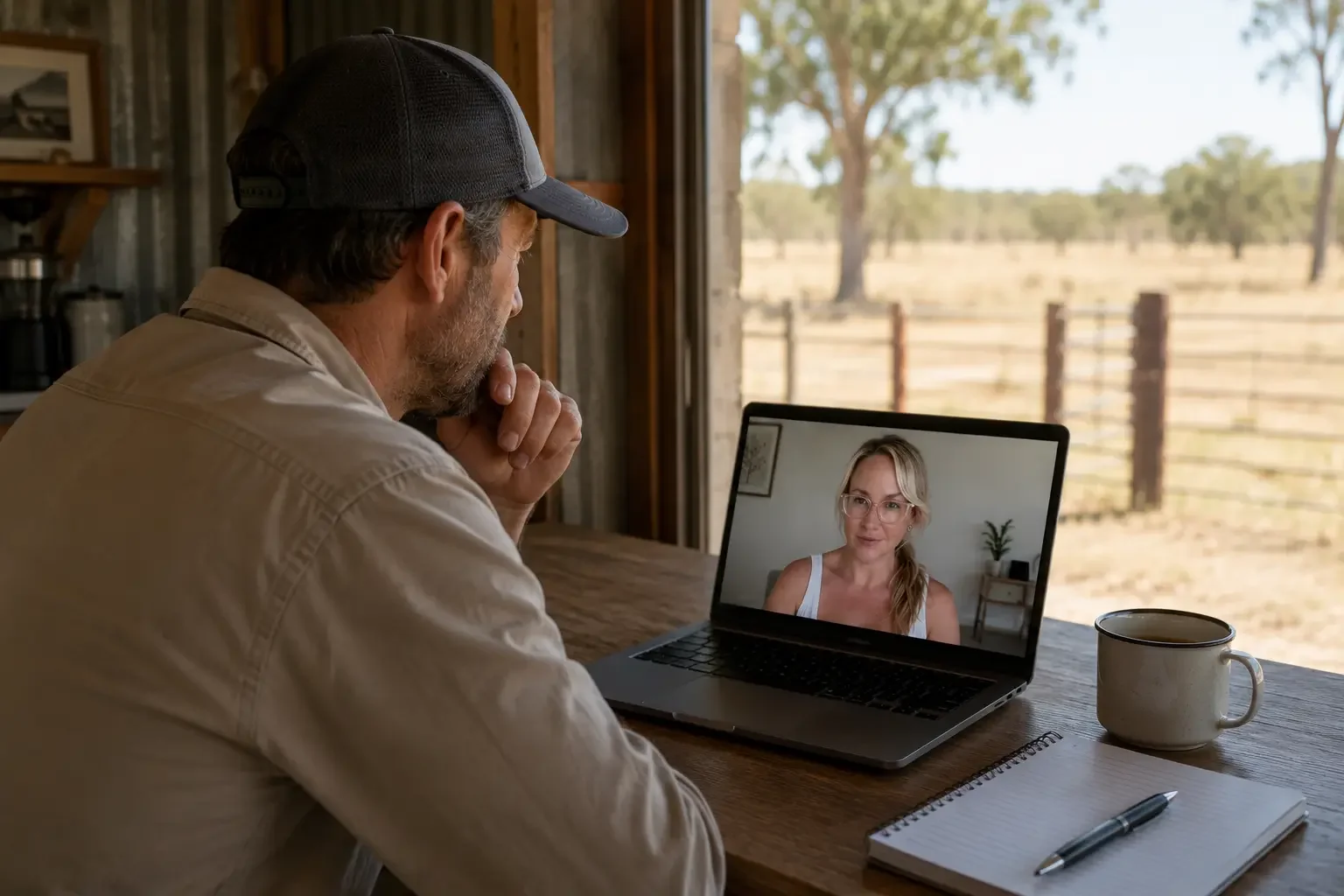 Man attending an online counselling session from home, showing how online men's counselling offers flexible support across Australia