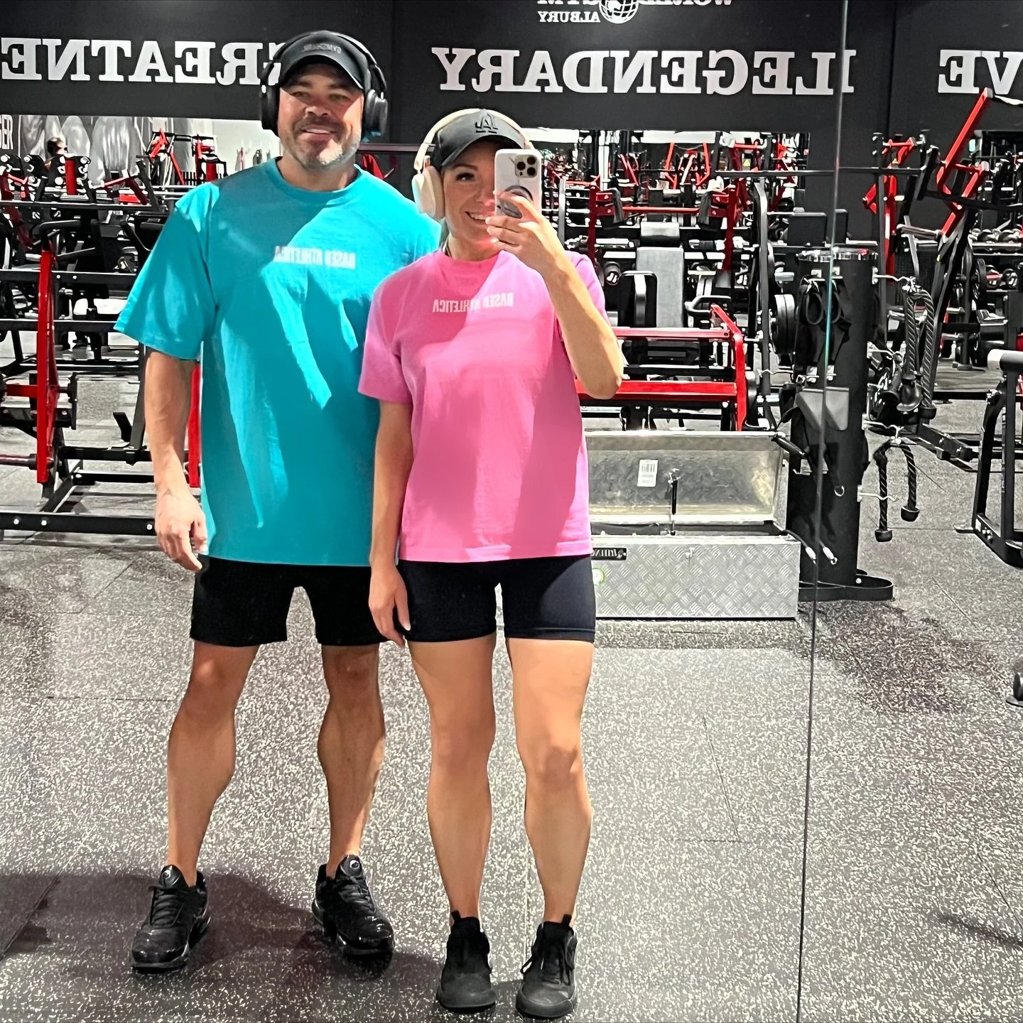 His &amp; hers, match or mismatch - we&rsquo;re not judging 😏

Our FBR tees are currently 2x for $70!! 

Enter code 2FOR70 at checkout for your discount 🙌🏼🔥

#basedathletica #springdeal #fbrtees #tees #gymapparel