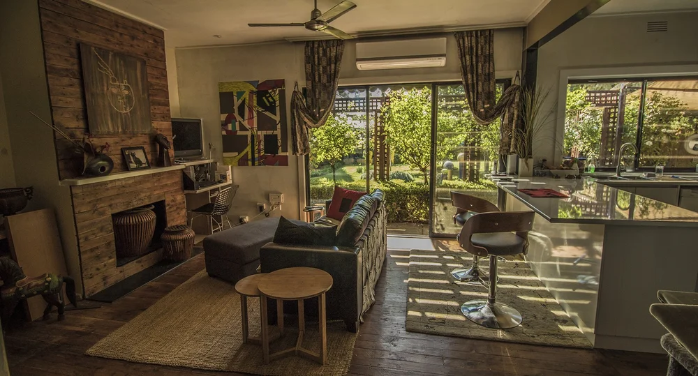 Interior architecture opening onto a courtyard