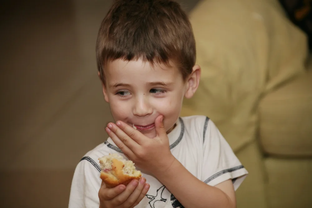 A child caught in an unguarded moment
