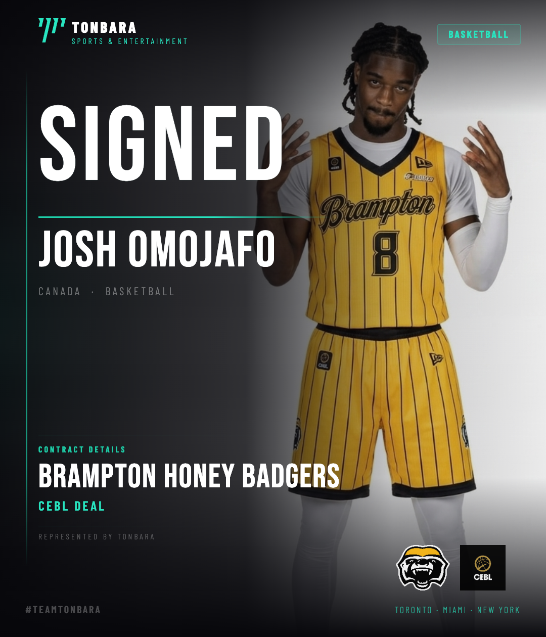 Josh Omojafo Signs Professional Contract with Brampton Honey Badgers