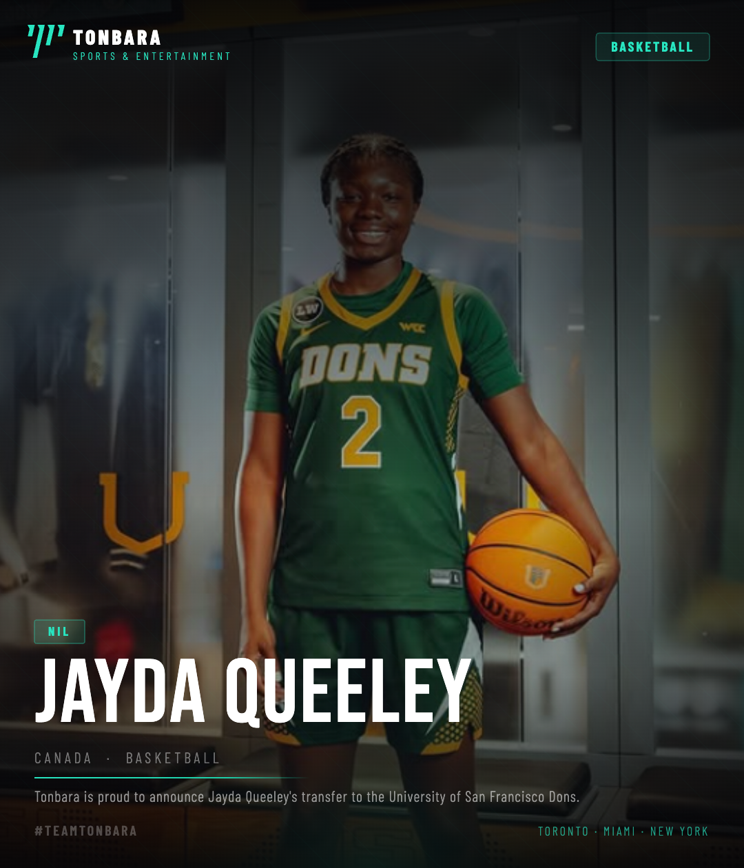 Tonbara Sports Facilitates Jayda Queeley's Transfer to University of San Francisco