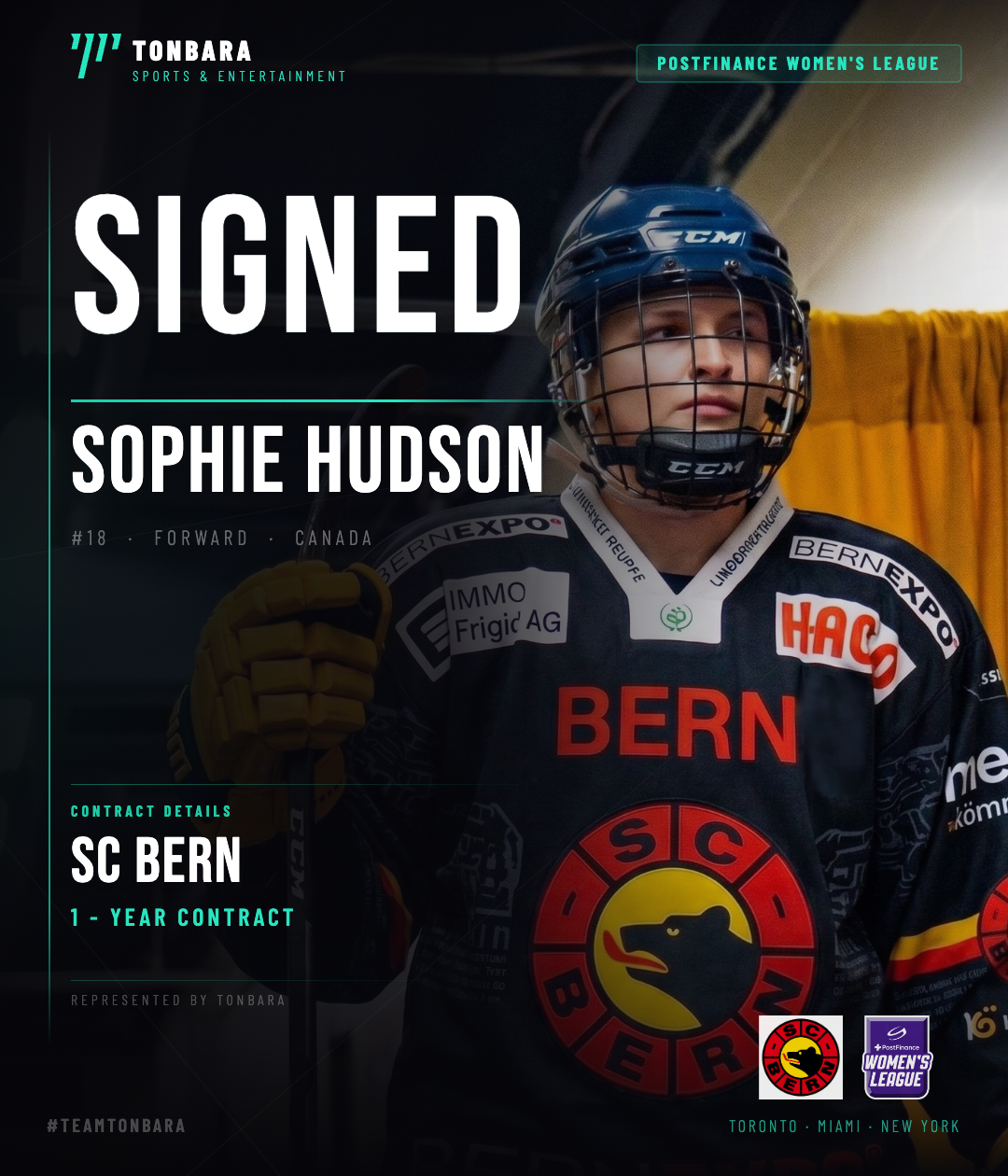Tonbara Sports Client Sophie Hudson Signs Professional Contract with SC Bern