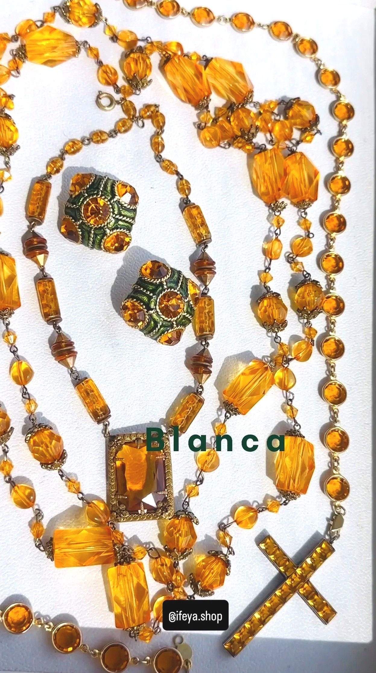 Vintage Blanca statement earrings featured in the B of the IFÉYA ABCs of Vintage Jewelry series