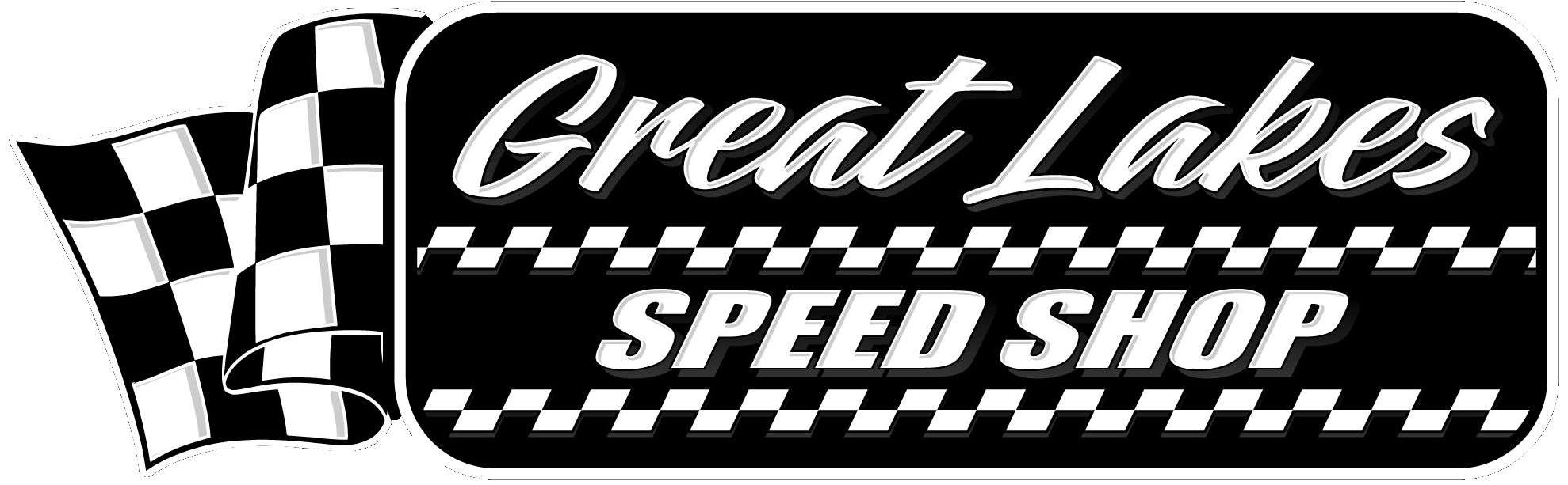 Great Lakes Speed Shop logo with checkered flags in black, white, and gray.