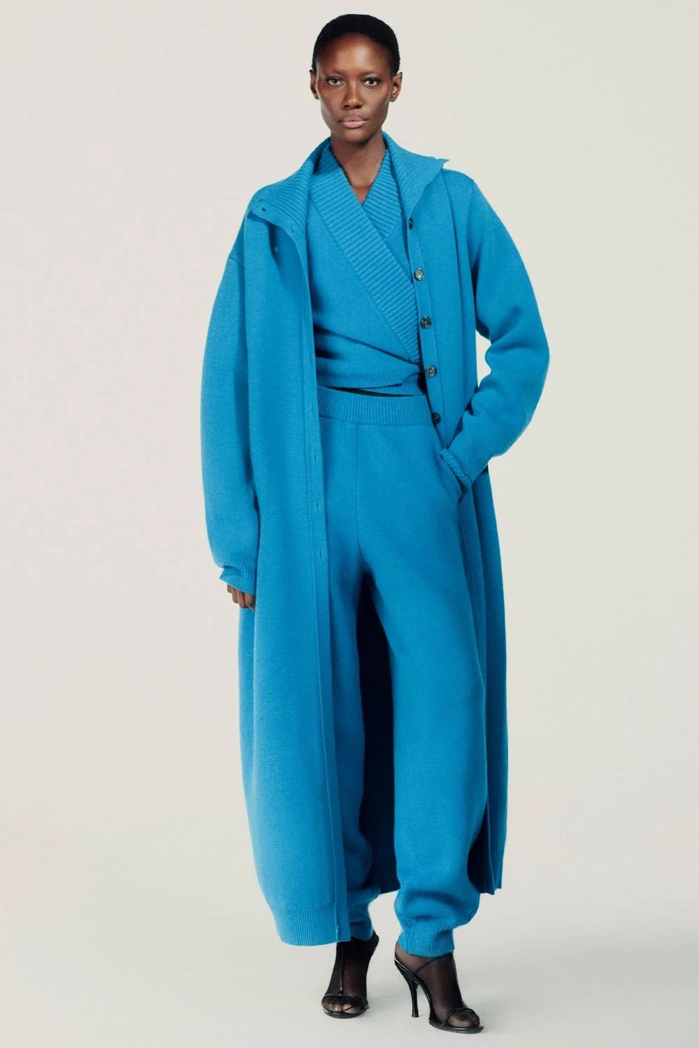Christopher John Rogers Fall 2026 blue knitwear look