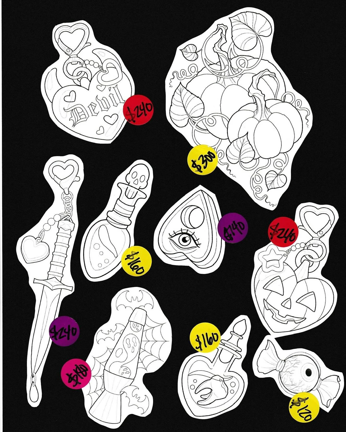 👹 Hello ghouls and goblins 👹 
It&rsquo;s time again to get into the spirit with some spooky vibes and tattoos! 

❤️&zwj;🔥Lots of small jammers, most of which are repeatable. Old designs from previous years are always available as well. 
❤️&zwj;🔥 