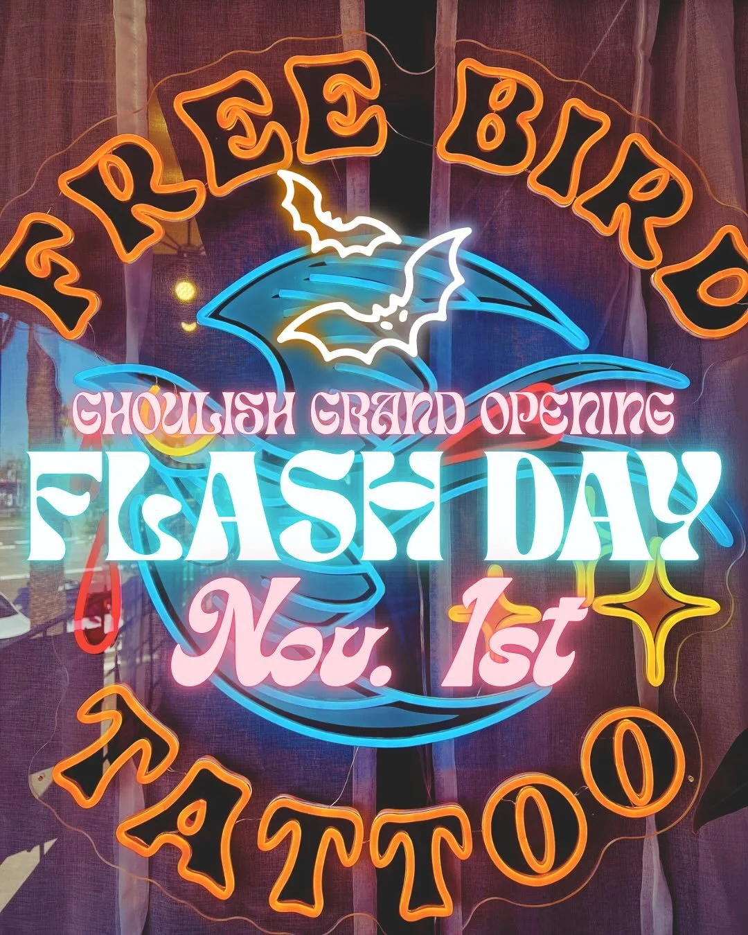 ✨🌈🎃GRAND OPENING🎃🌈✨

Come hang and check out our new space and get some fun little spooky tattoos from myself, @jentle.tattoos and @purplesticky, we&rsquo;ll be taking walk ins all day!

Hope to see your beautiful faces there!
.
.
.
#halloweentat