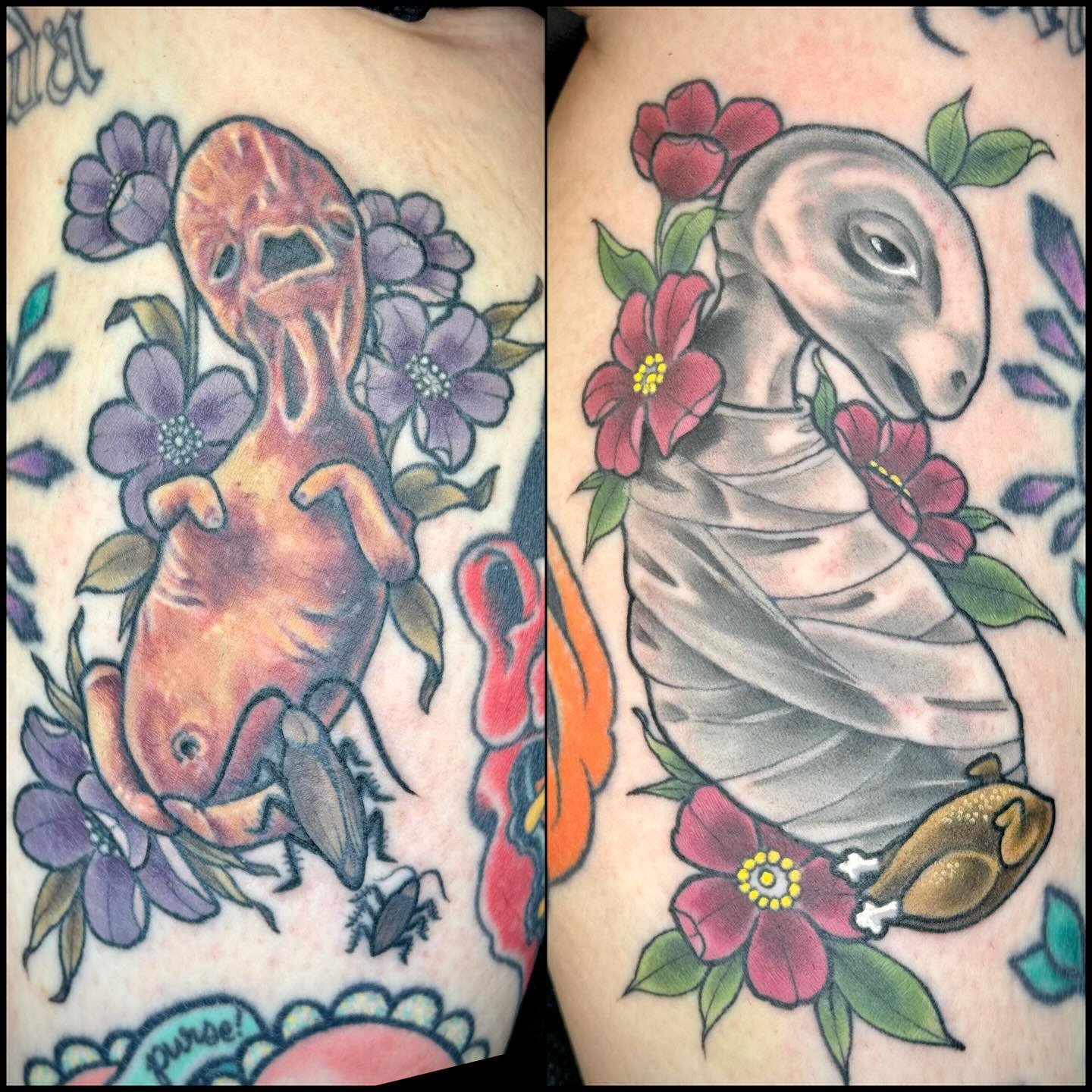 @oh_lup and their cursed children 🍖🩶🪳 
.
.
.
#eraserhead #silenthill #silenthillpt #ptbaby #davidlynch #silenthilltattoo #eraserheadtattoo #horrortattoo #ladytattooers #aztattooers #phoenixtattooers #tattoosnob