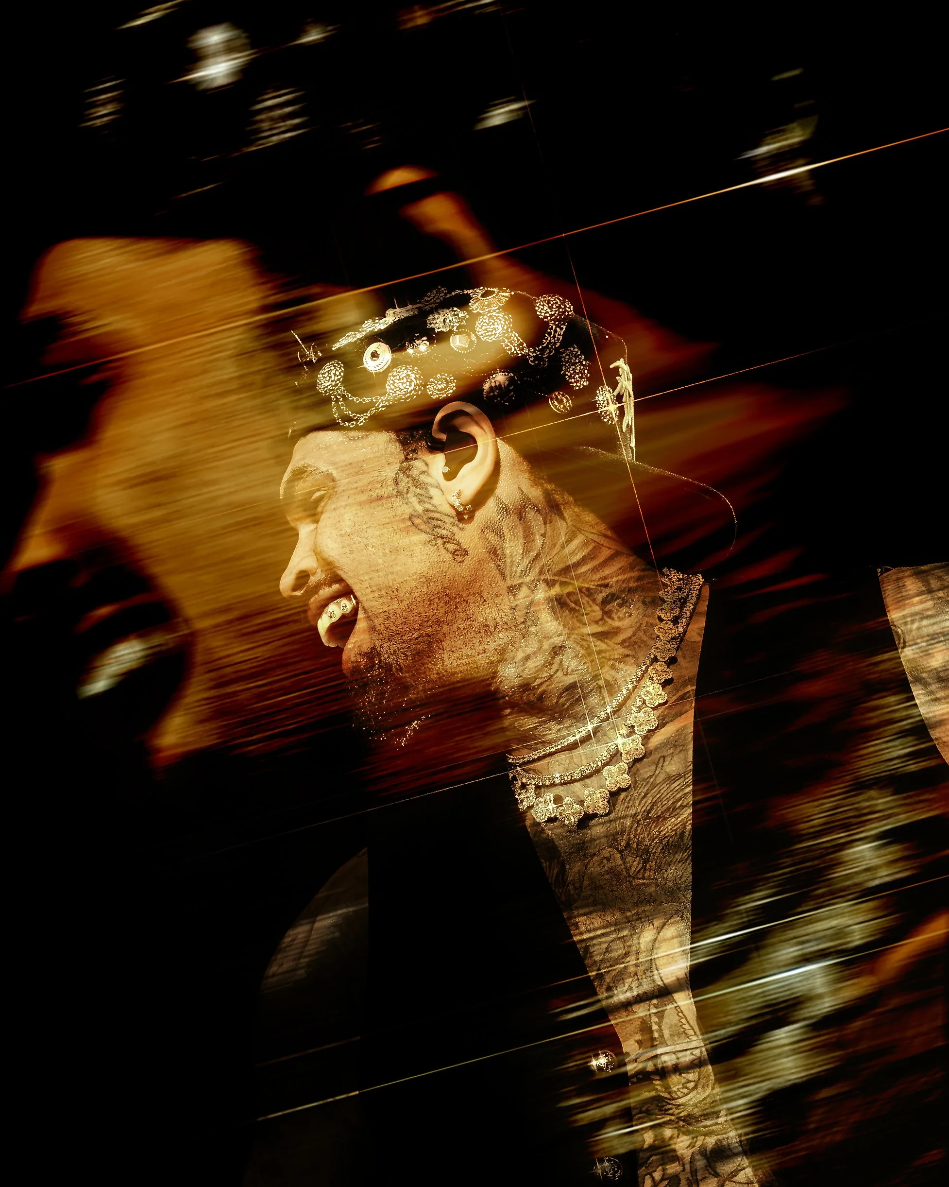 A double exposure of a Chris Brown in Raleigh, North Carolina by concert photographer Lexi Lovelace