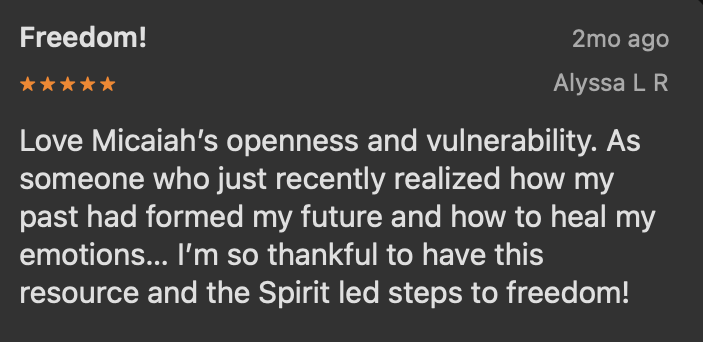 Five-star review of Biblical Healing For Women — listener describes Spirit-led steps to emotional freedom and healing from the past