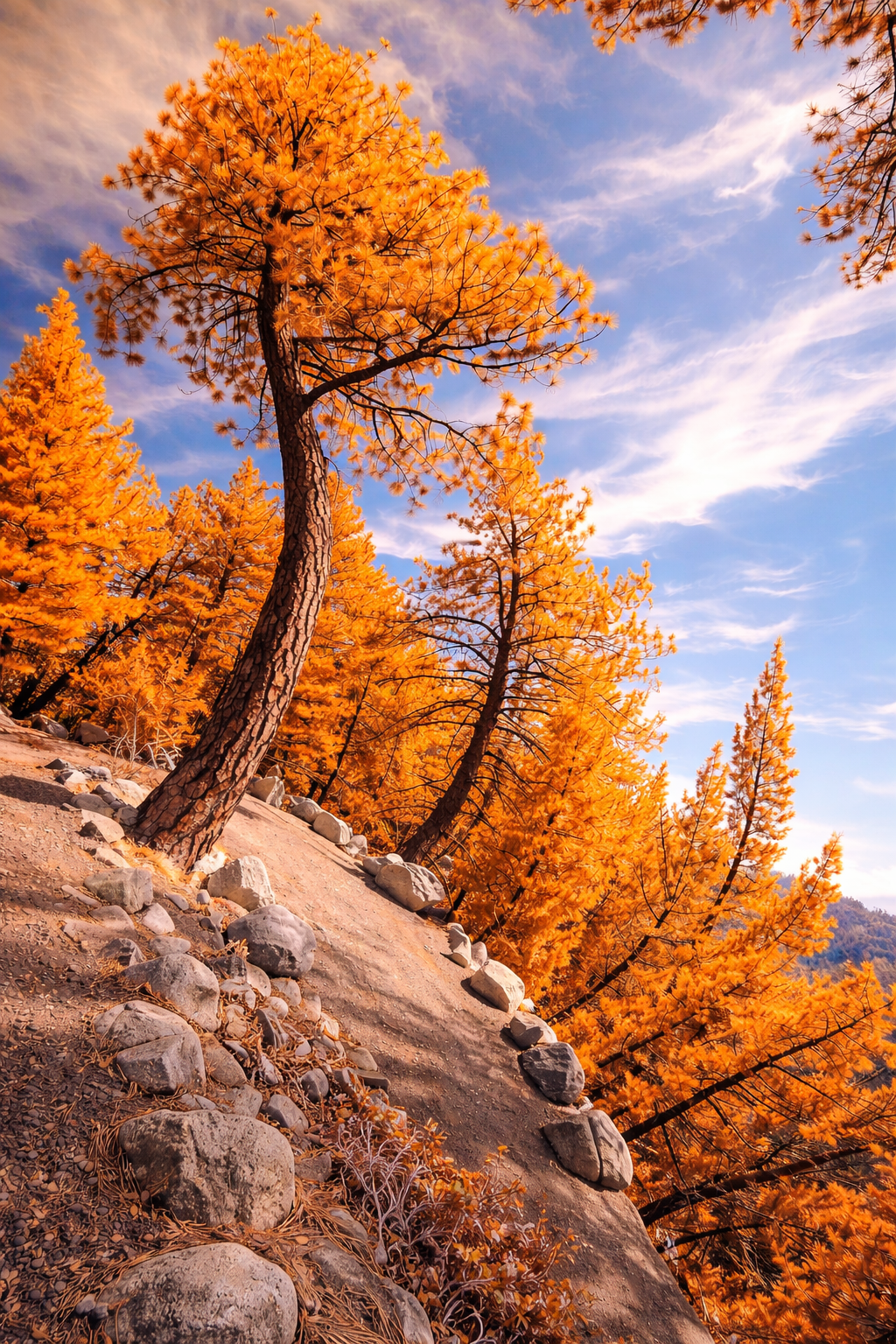 infrared image turned into orange colored leaves