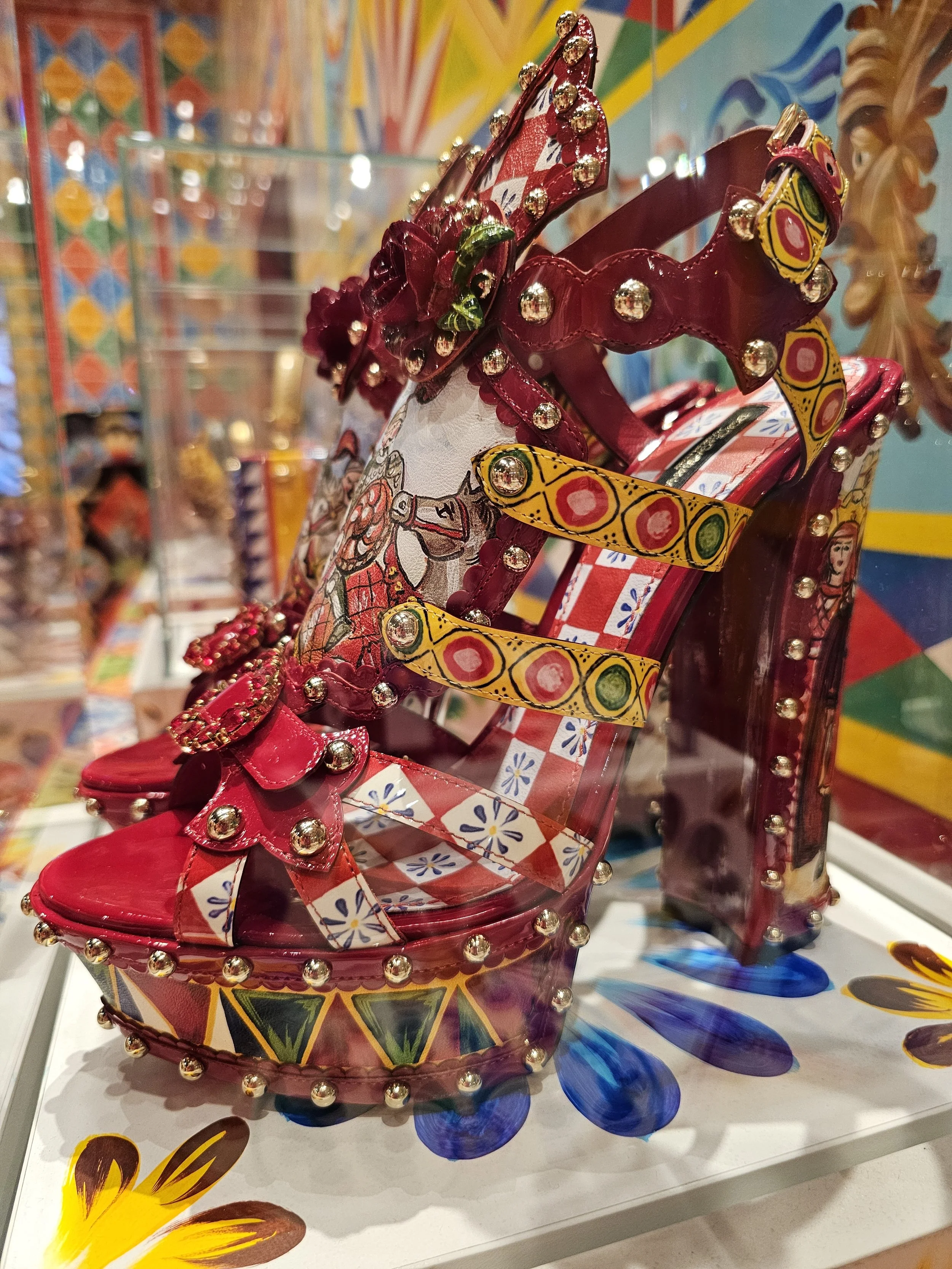 unique red shoes side view