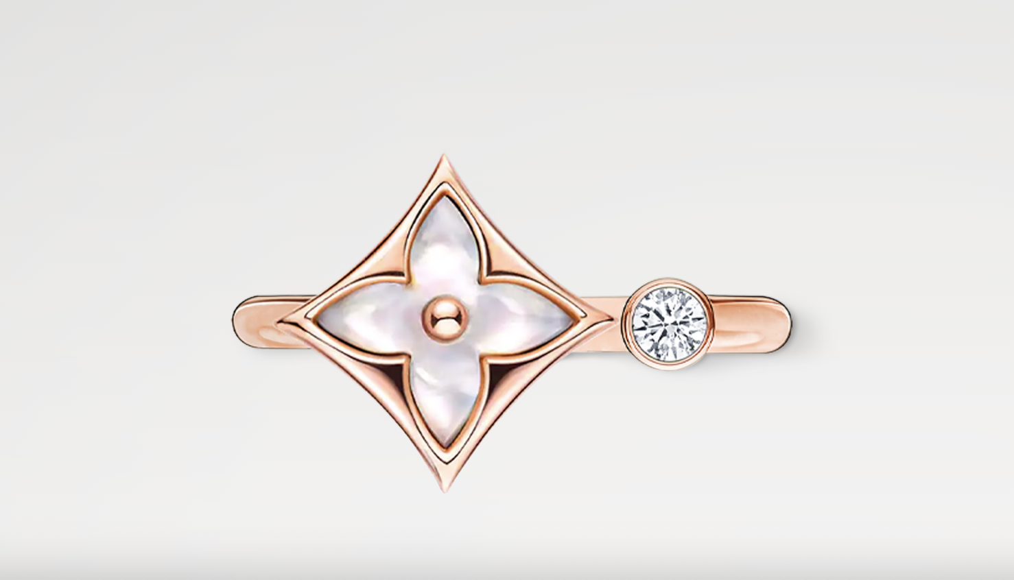 Nhẫn LV Blossom ngọc trai trắng đính kim