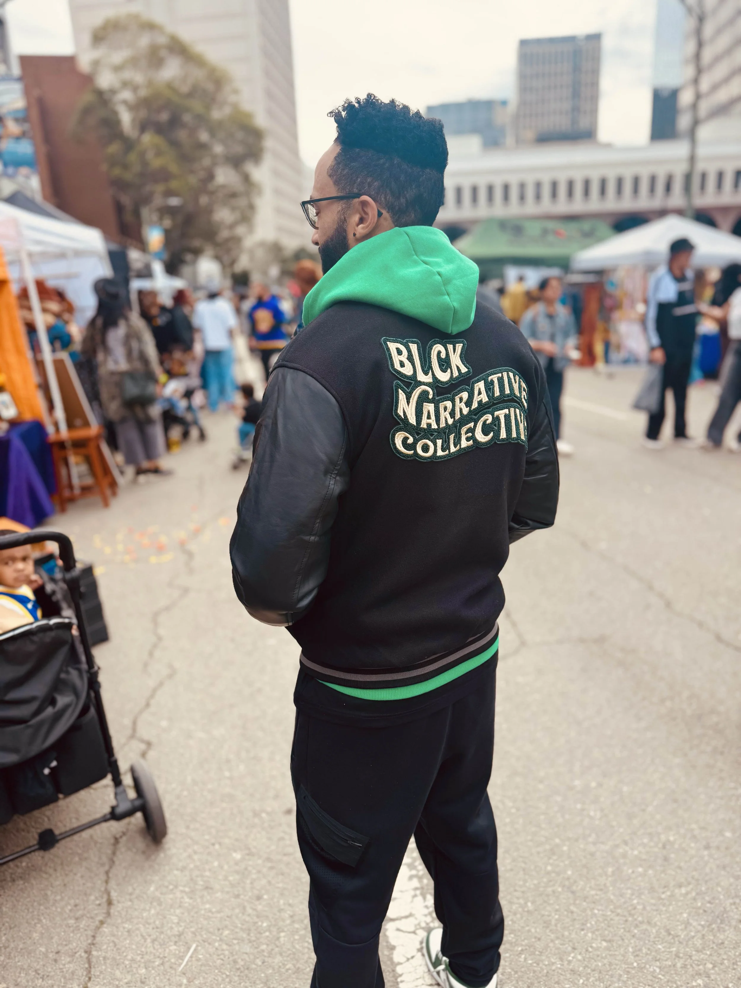 Letterman Jacket Black/ Grey  (Black Panther Party)