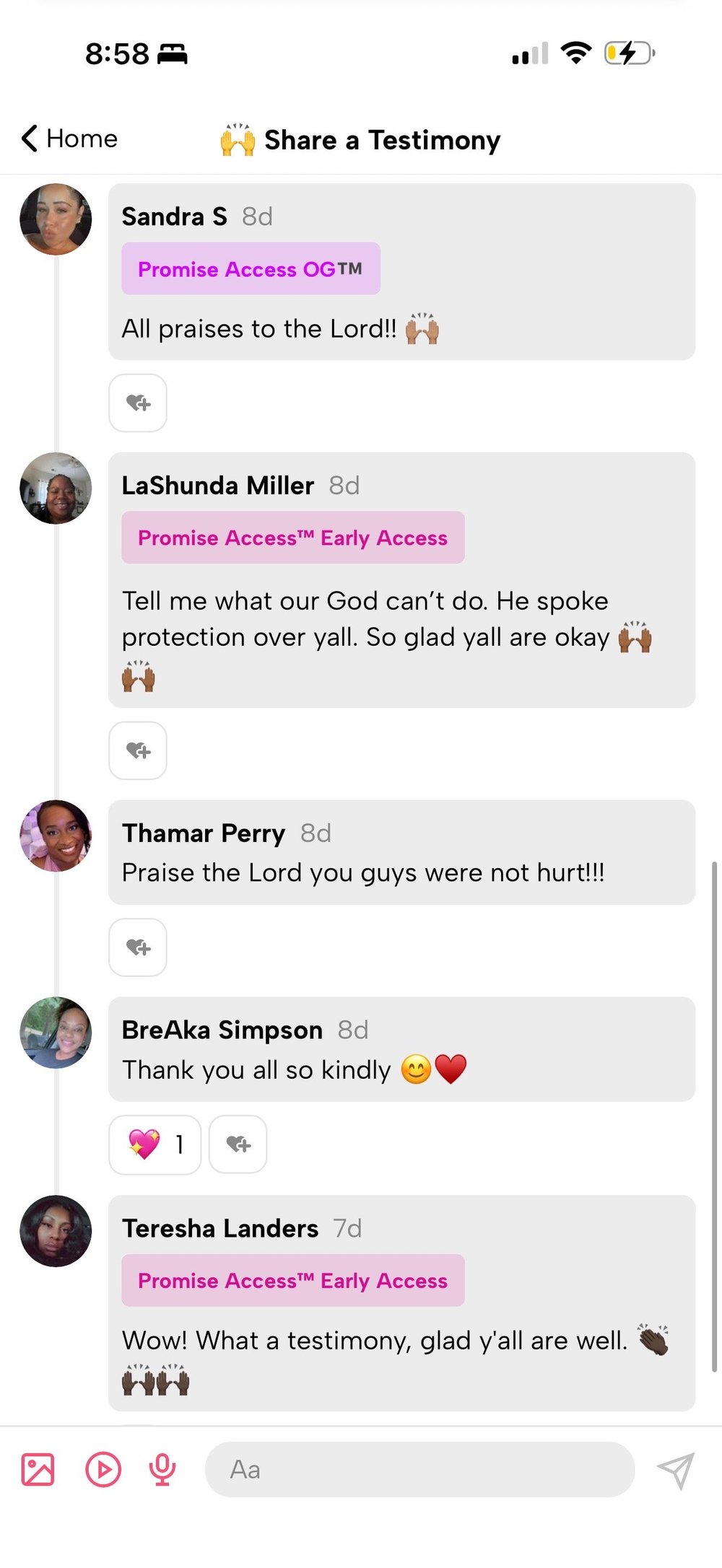 Community chats inside Her Promise Circle
