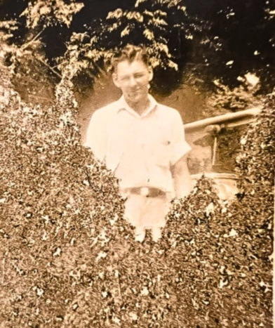 A black and white photograph of Marlin Lee