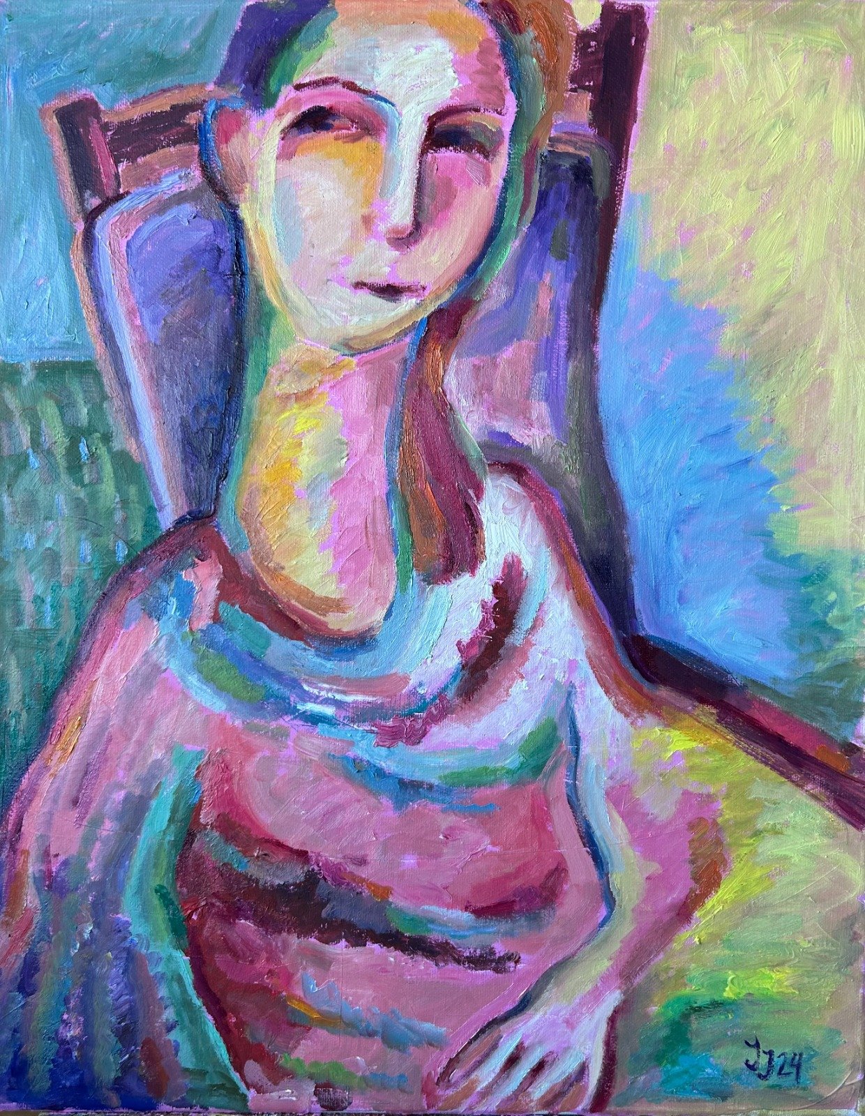 Portrait of a Woman in Pink