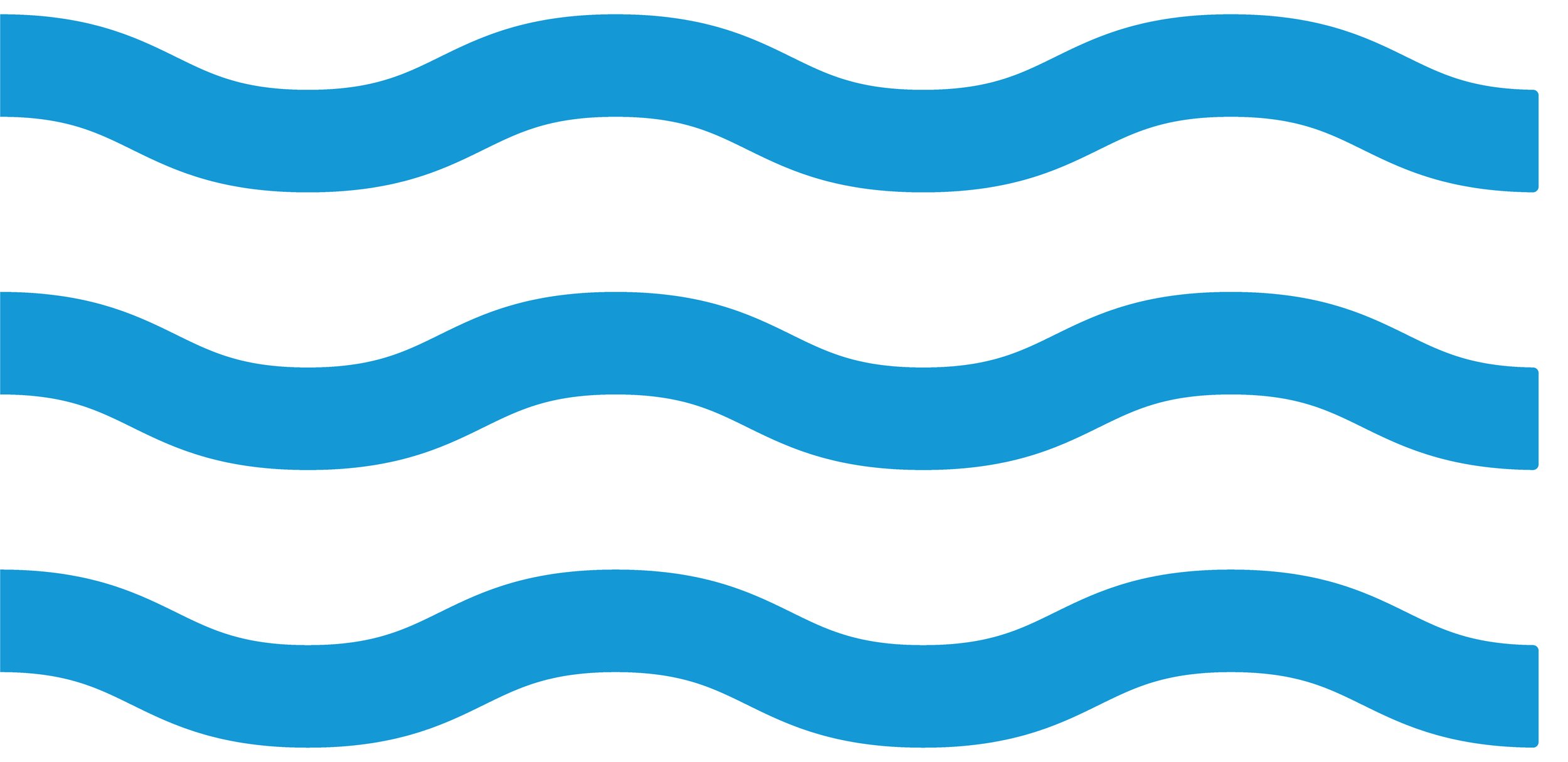 Multiple horizontal blue waves with white spaces in between, creating a pattern.