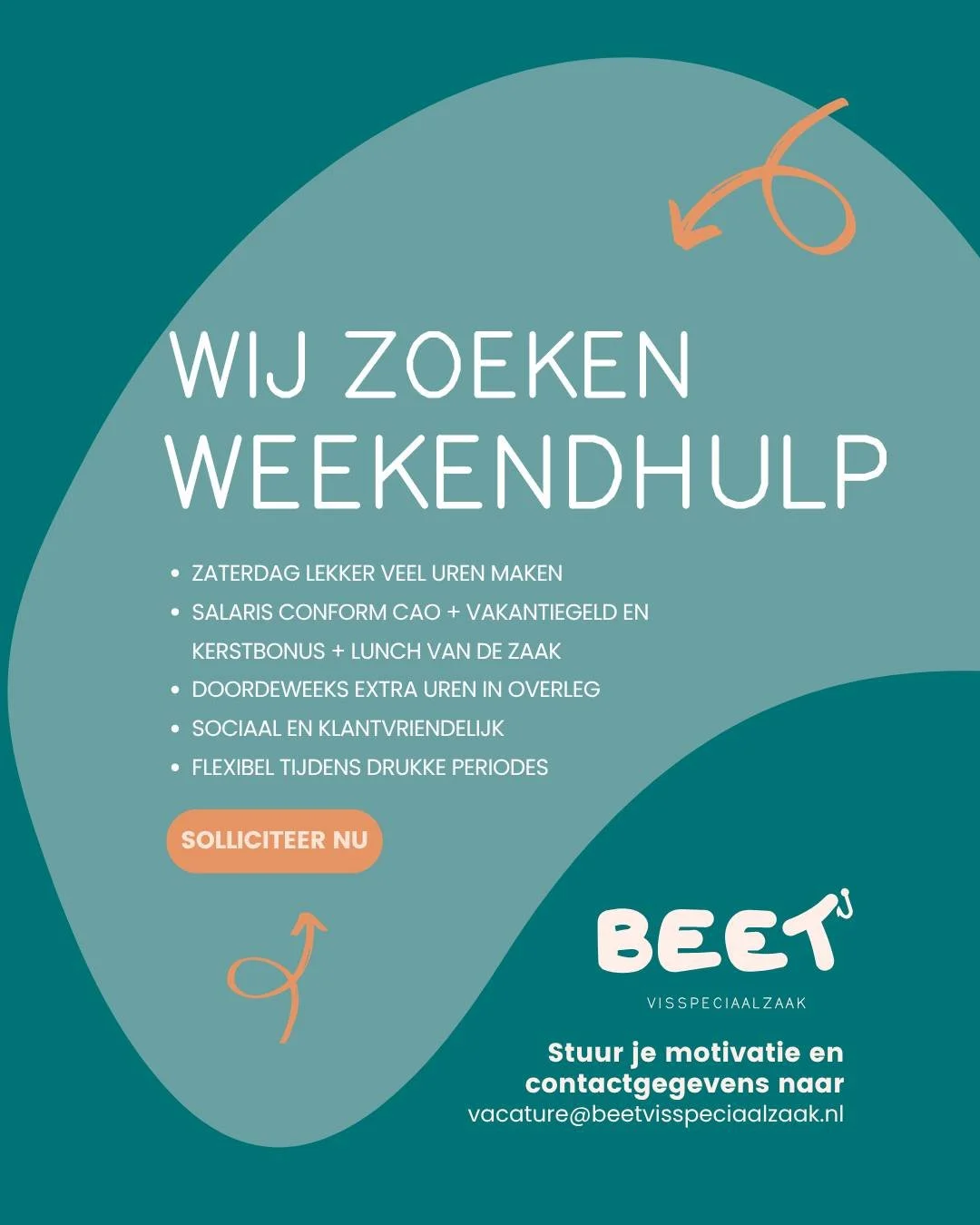 🐟 Weekendhulp gezocht bij onze gezellige viswinkel! 🐟

Ben jij op zoek naar een leuke bijbaan in het weekend en houd je van aanpakken? Dan hebben wij d&eacute; plek voor jou!

😁In onze winkel werk je in een enthousiast team, help je klanten met ee