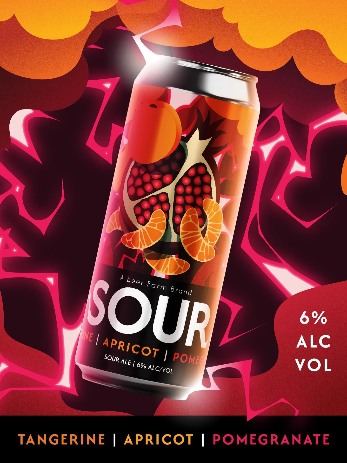 Our newest release is a Sour Ale made with real tangerines, apricot, and pomegranate 🍊 Lactose free and pasteurized for shelf stability with no preservatives added. Give this new Sour a try! 🍻 #BeerFarm #SourAle #BeerFarmDistro