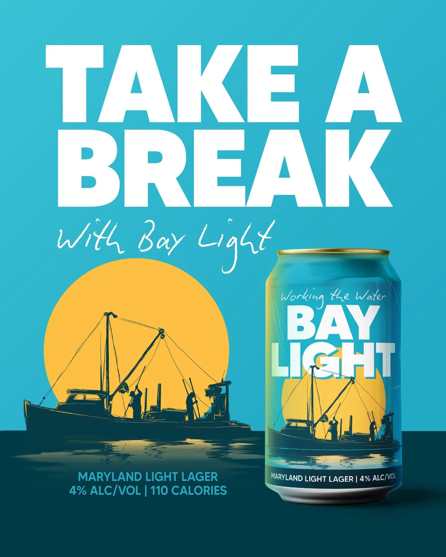 Take a break with Bay Light 🍻 A crisp Maryland light lager at 4% ABV and only 110 calories, made for easy drinking anytime 🌊 #BayLight #BeerFarm #BeerFarmDistro