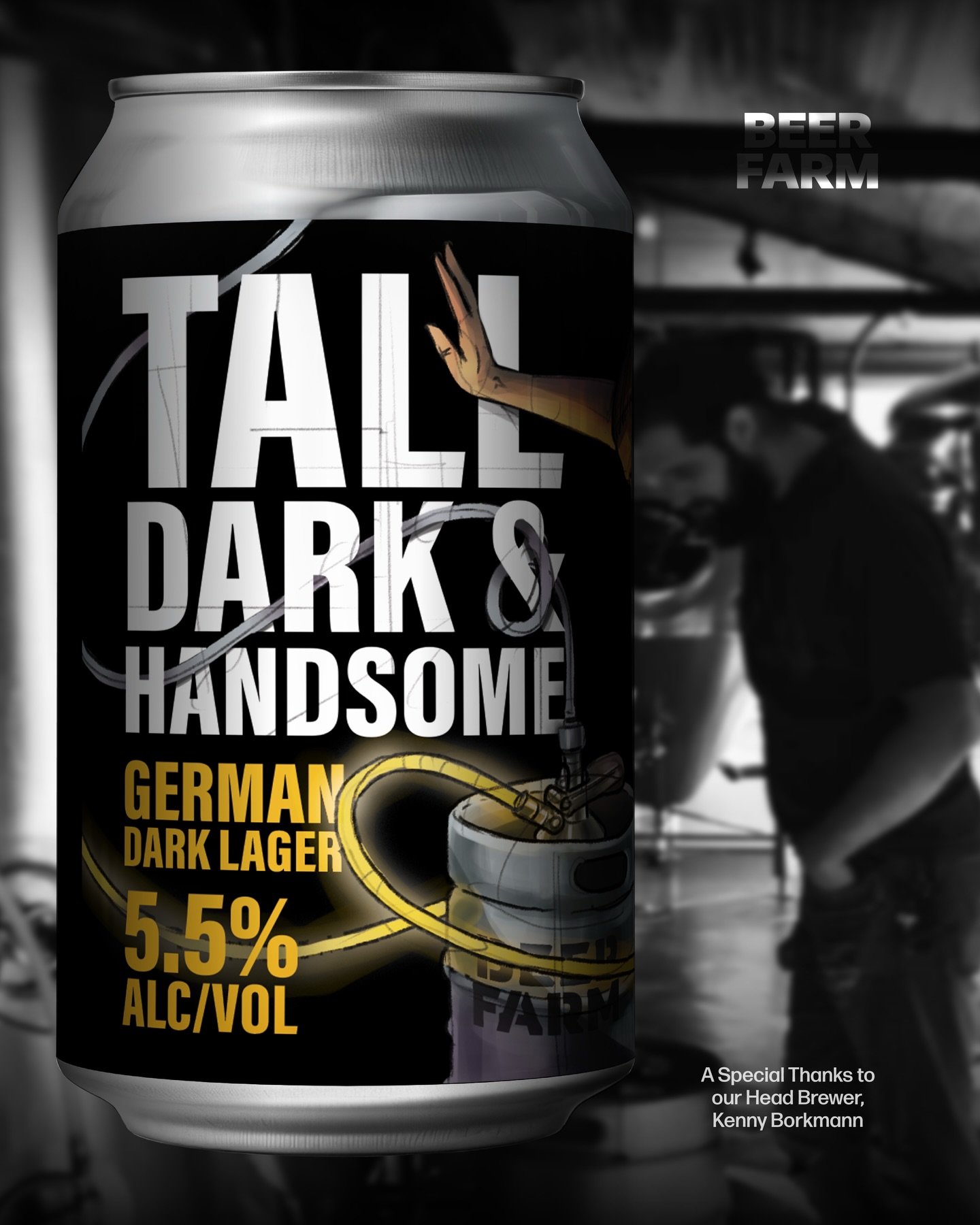 Tall, Dark, &amp; Handsome 🍫 A Dark German Lager with clean toasty cocoa notes and hints of brown bread crust. A whisper of mild coffee runs throughout for a crisp, balanced finish. Don&rsquo;t forget to add this dark lager to your lineup! 🍻 #BeerF