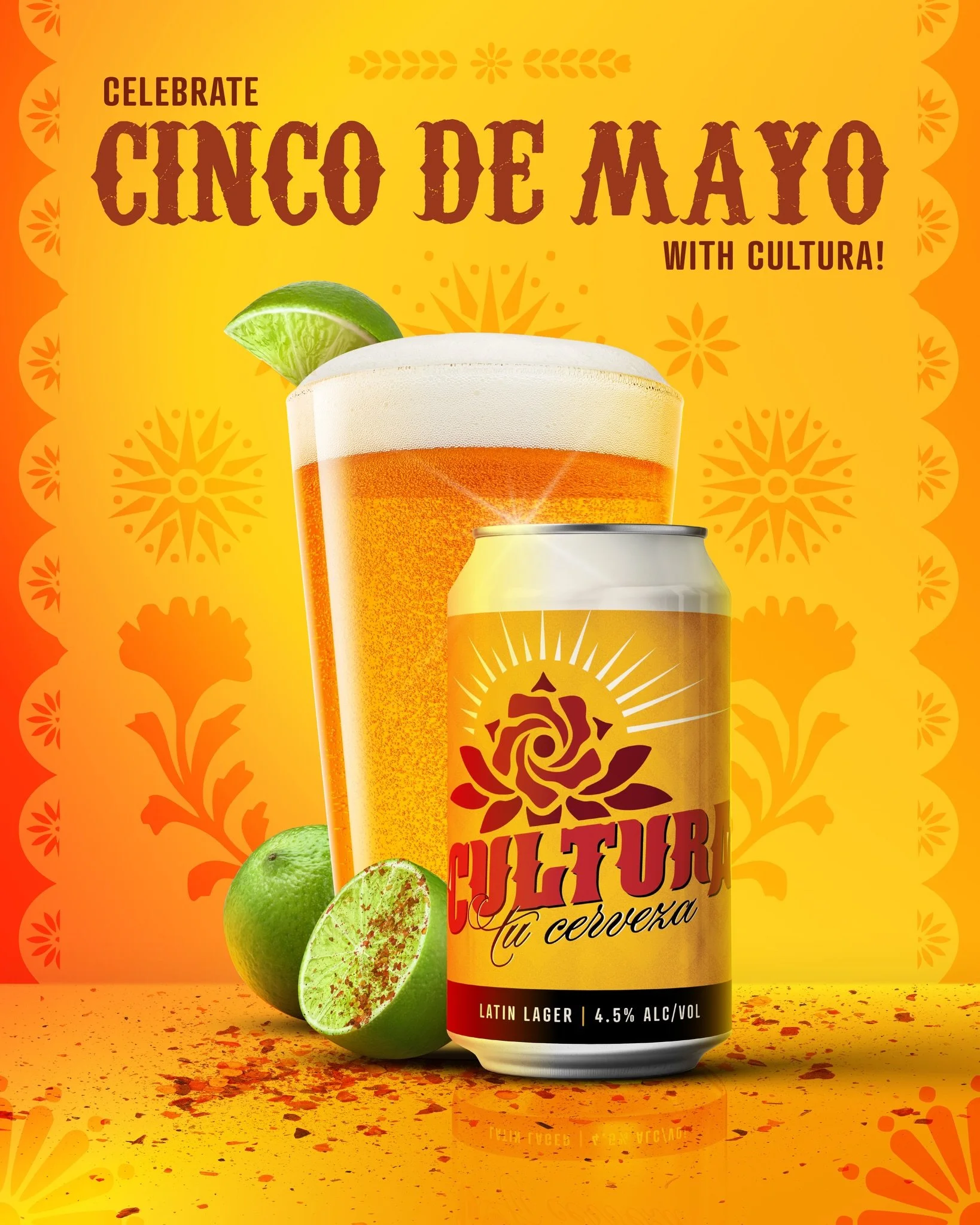 Happy Cinco de Mayo 🎉 Celebrate with Beer Farm&rsquo;s Latin Lager, Cultura 🍻 This classic cerveza comes in at 4.5% and goes great with a wedge of lime 🍋&zwj;🟩 #BeerFarm #Cultura #BeerFarmDistro #BrookevilleBeerFarm