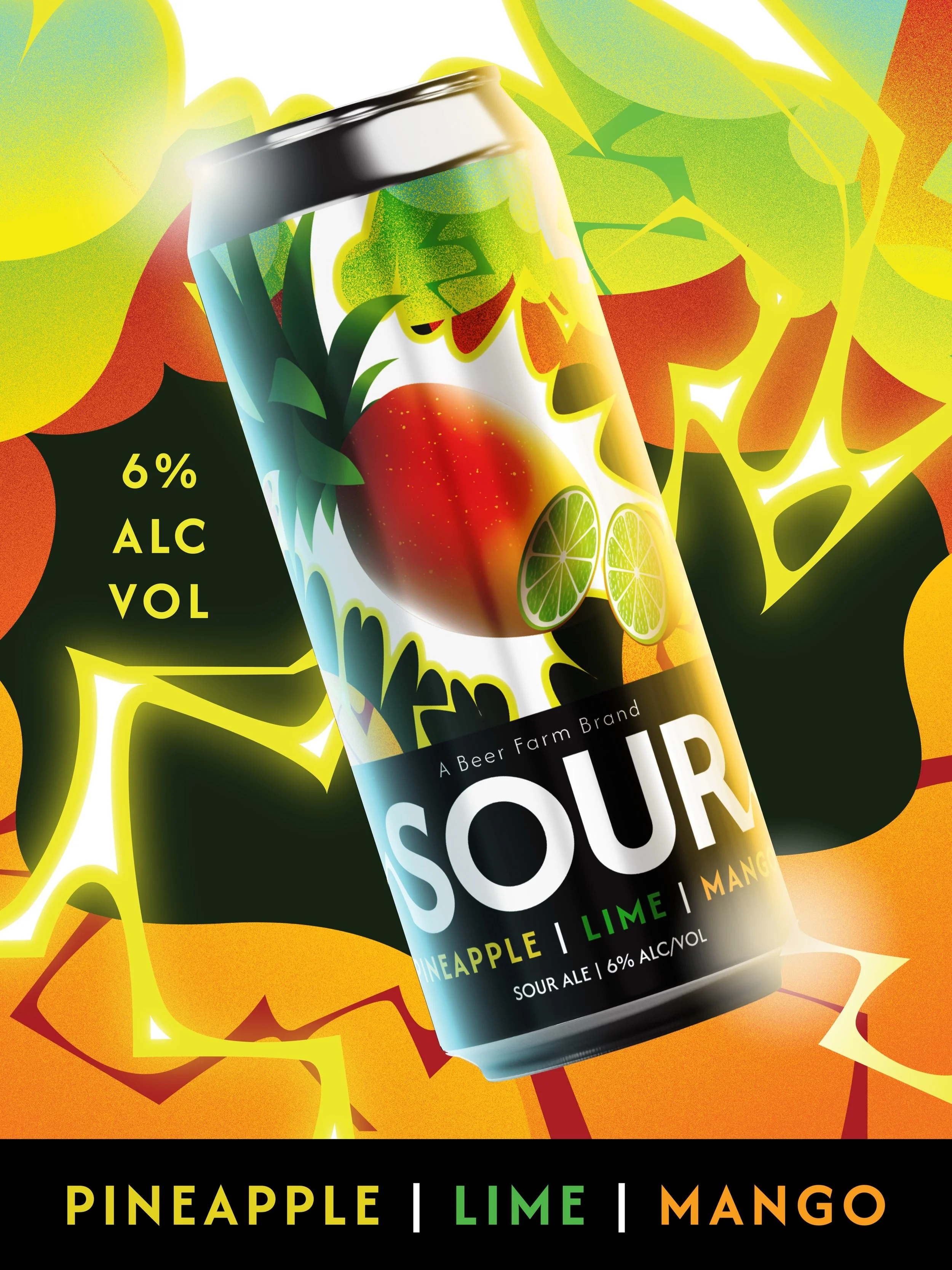 Pineapple, Lime, &amp; Mango Sour 🍋&zwj;🟩 Punchy key lime with notes of sweet tropical fruits 🍍 Tart and refreshing just in time for the warm weather season 😊 Add our newest sour to your lineup today! 🍻 #BeerFarmDistro #BeerFarm #CraftBeer #Sour
