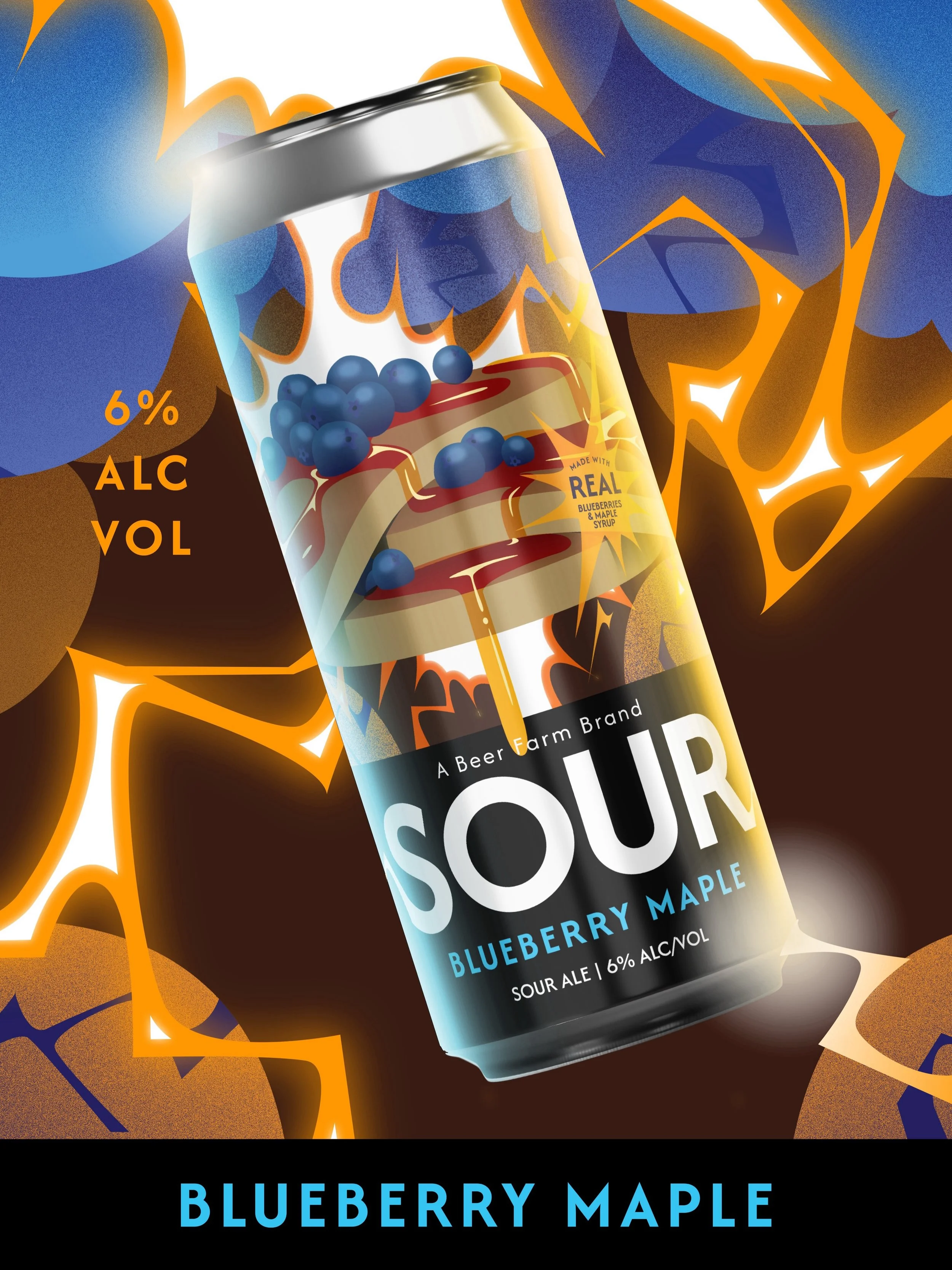 Blueberry pancakes, but make it beer 🫐 This Blueberry Maple Sour is perfect for the season! Blueberry puree, real maple syrup, and vanilla stirred into a sour ale 💙 Give this fun sour a try! 🍻 #BeerFarm #SourAle #BeerFarmDistro