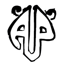 A line drawing of a stylized rose with symmetrical leaves and a circular shape.