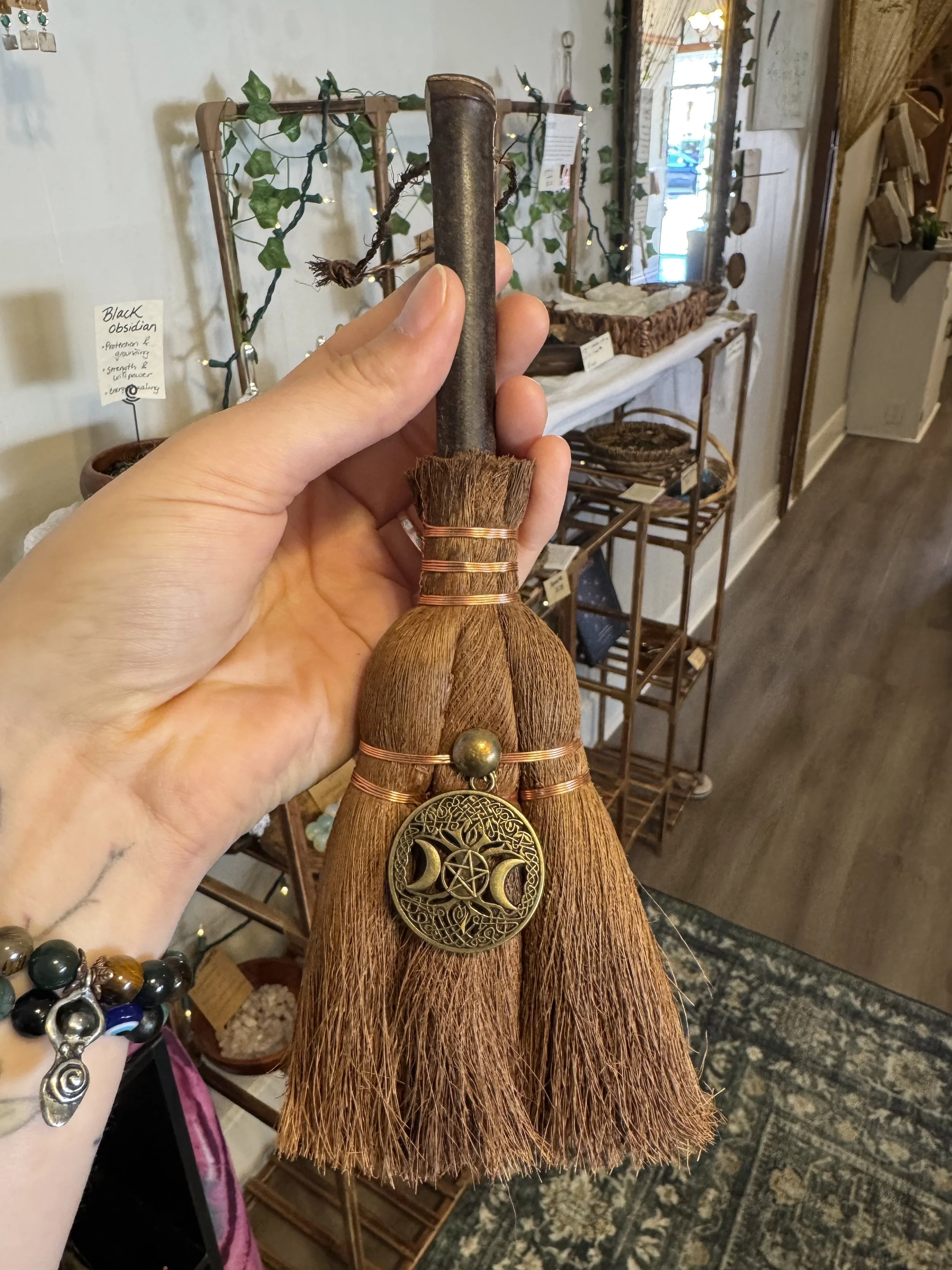 Triple Moon Pentacle Altar Broom
