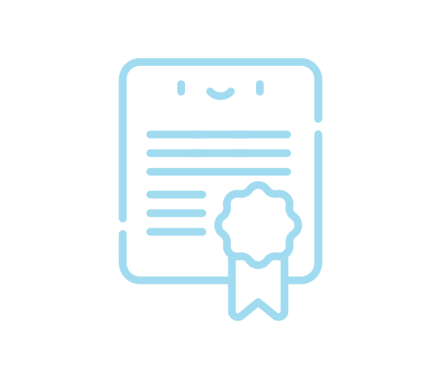 Outline icon of a certificate with a ribbon