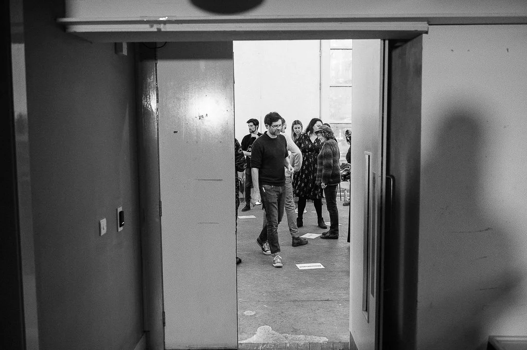 Theatre production workshop and actors performing exercises before rehearsals for Leeds Arts Centre Production of A Midsummer Nights Dream