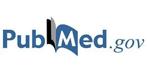PubMed logo with text "PubMed.gov" and stylized book design.