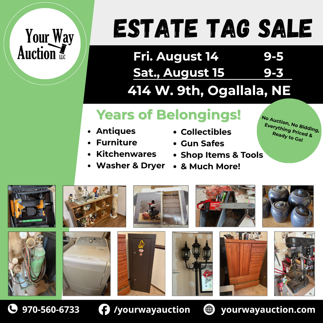 Flyer for tag sale in Ogallala, NE