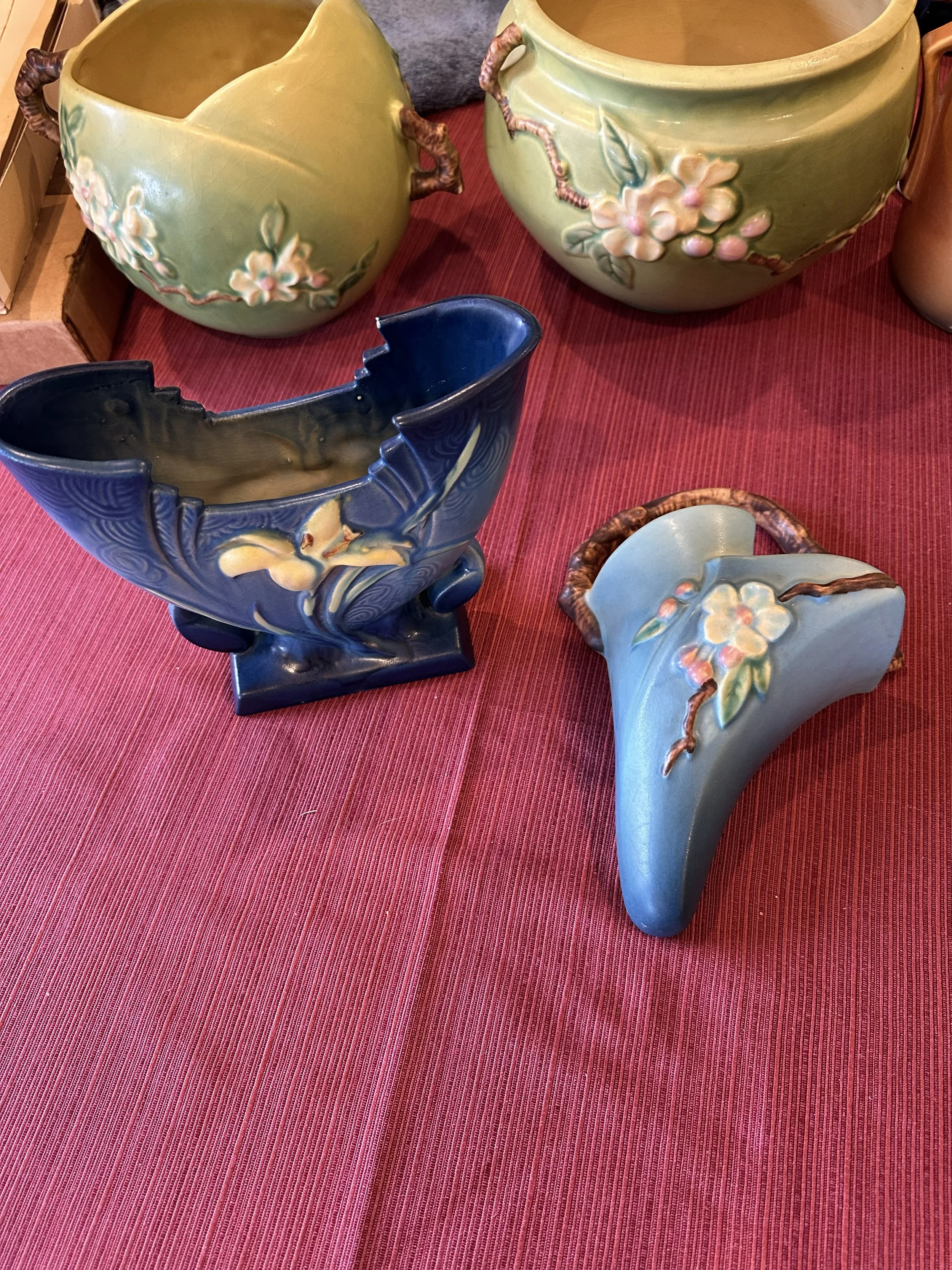 Roseville blue 2 vases 1 is wall sconce.jpg