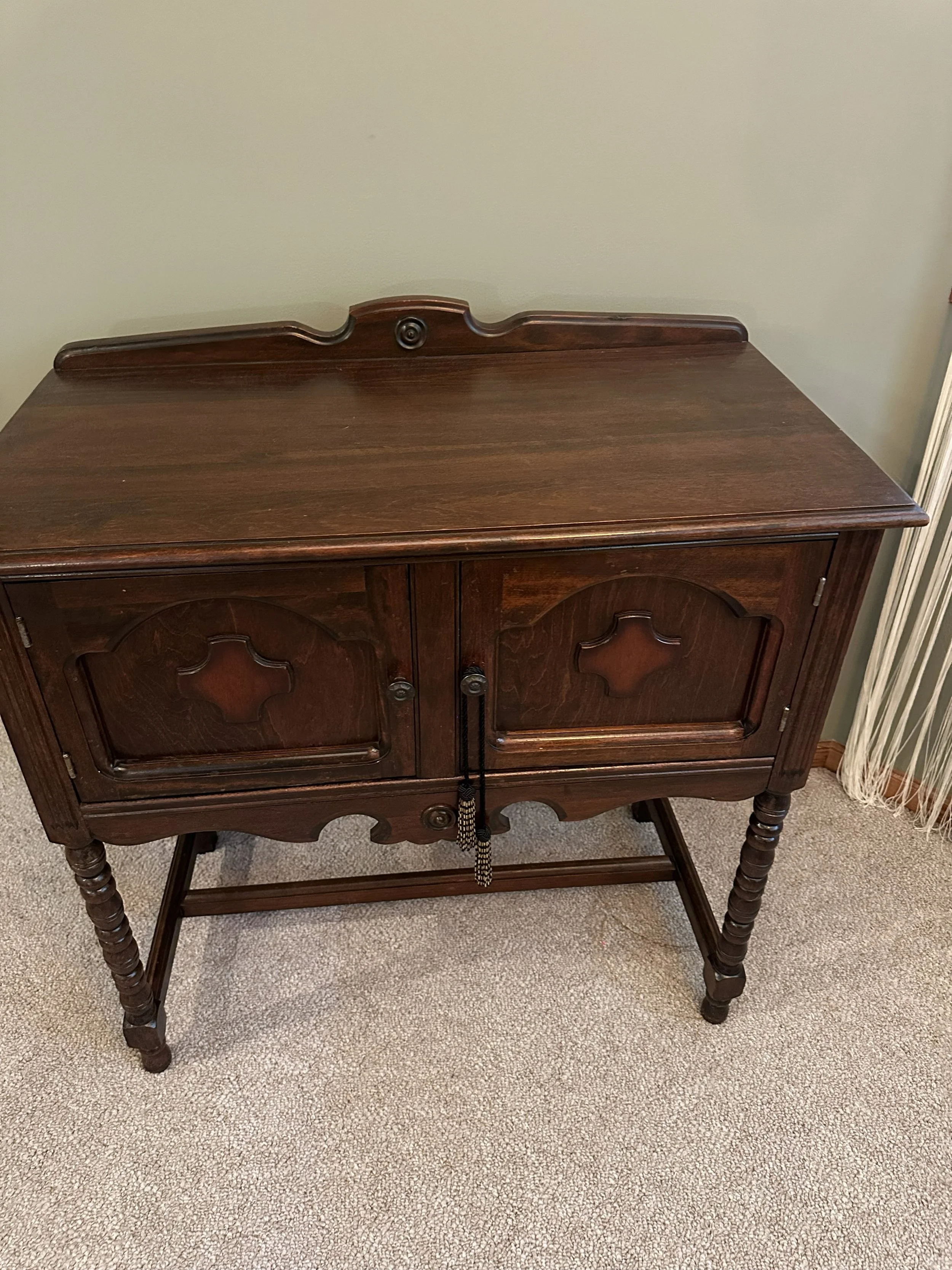 Antique double door end table.jpg