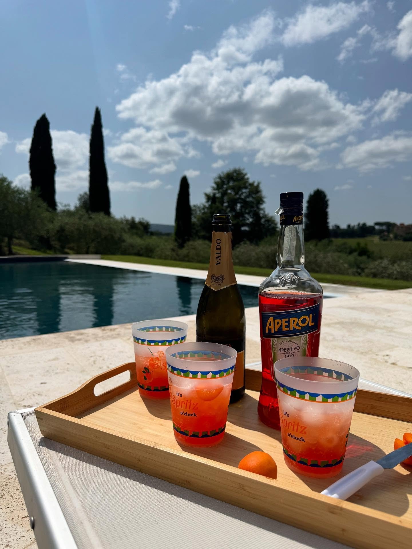 Perfect weather to enjoy a day by the pool.  Your luxury vacation awaits you at beautiful Villa Monarca in the Tuscan countryside.  DM for rental details