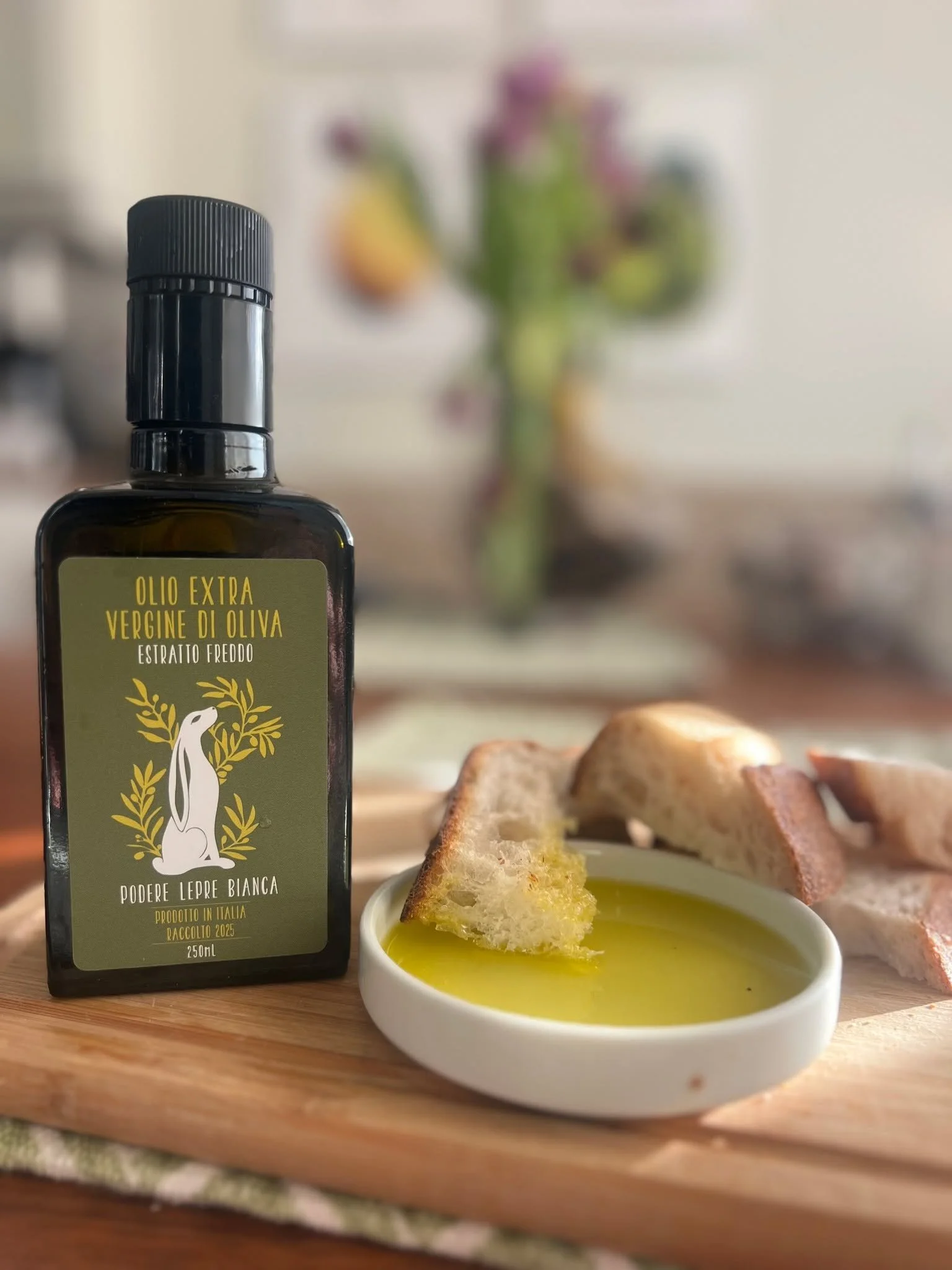 From our grove in Tuscany to your table. 
Podere Lepre Bianca Extra Virgin Olive Oil, EVOO
Early harvest &bull; Limited quantity &bull; Exceptional quality
Crafted from olives grown on our family farm and milled within 24 hours for a bold, fresh, and