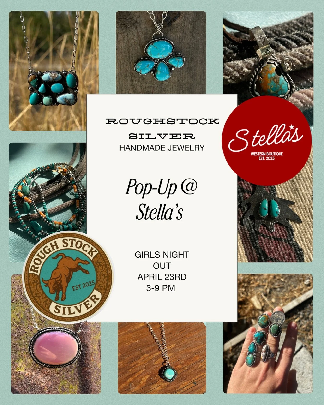 Roughstock Silver is heading to @stellasellensburg for Girls Night Out!

🗓 April 23rd
⏰ 3&ndash;9 PM

Grab your girls and come shop handmade sterling silver jewelry! The perfect excuse to treat yourself (or someone else 😉).