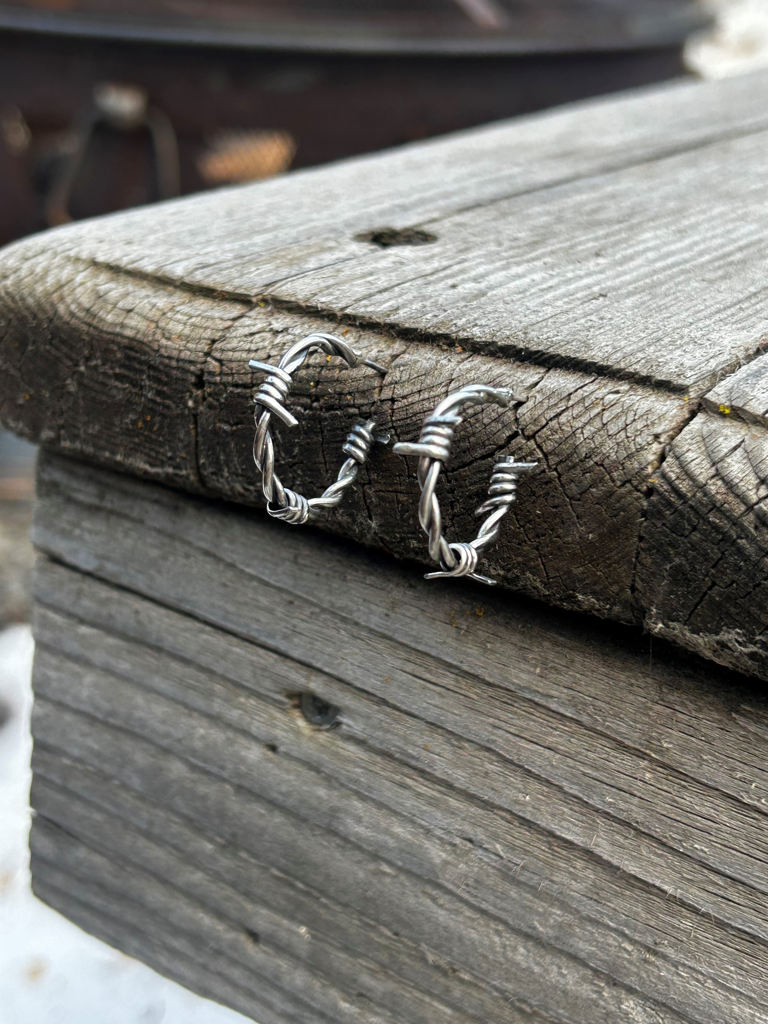 Barbed Wire Hoop Earrings 3/4"