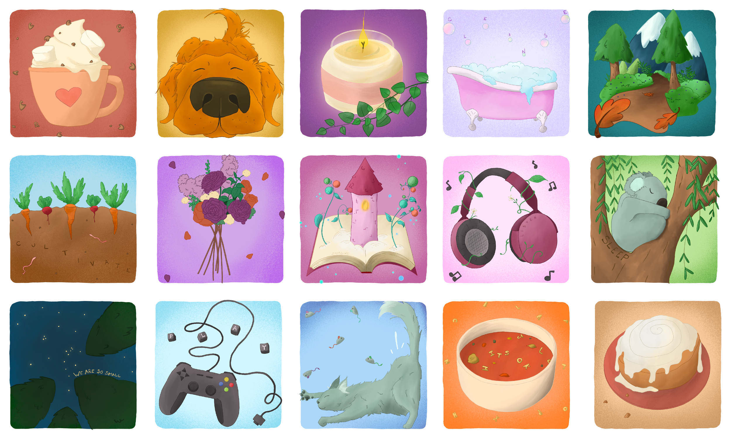 A memory/matching card game personal project based on small comforts in life
