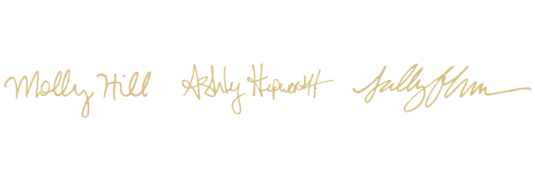 Molly Hill, Ashley Hepworth, and Sally Johnson Blum's signatures