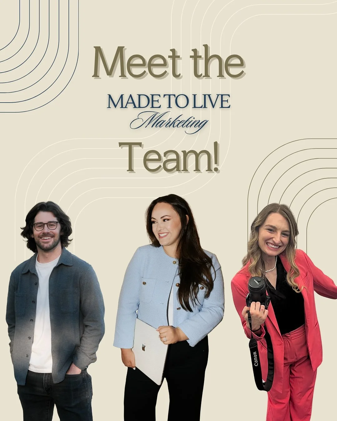 Meet the team!⭐️ We&rsquo;re so thankful to be growing and for our new team of three! Swipe to meet the people helping bring Made to Live Marketing to life.