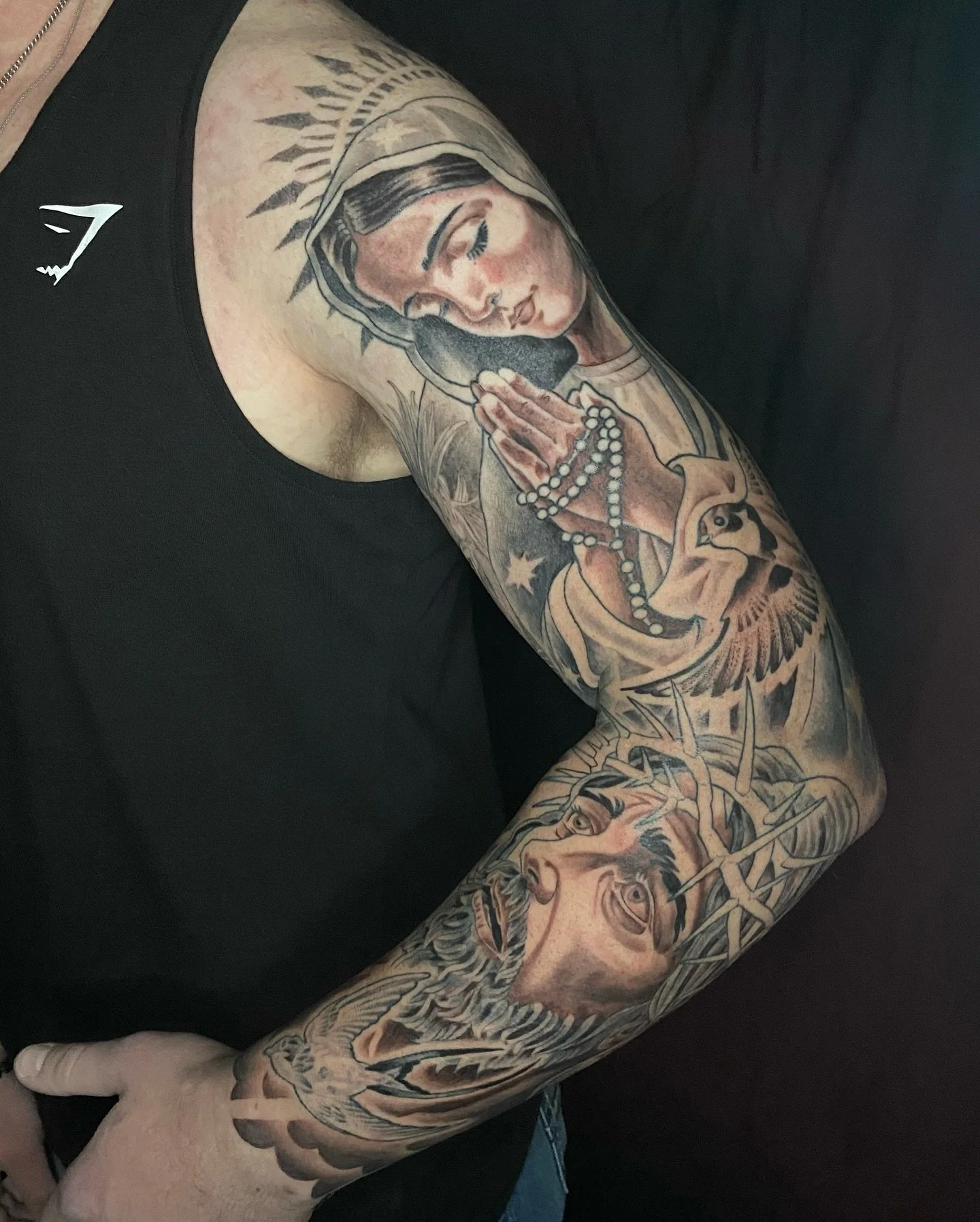 I try to tattoo whatever the good Lord throws at me and lately it&rsquo;s been mostly black and grey. My guy Price showed me a whole new level of dedication. Once a week, we filled his whole arm in a month. Can&rsquo;t wait for the next one.